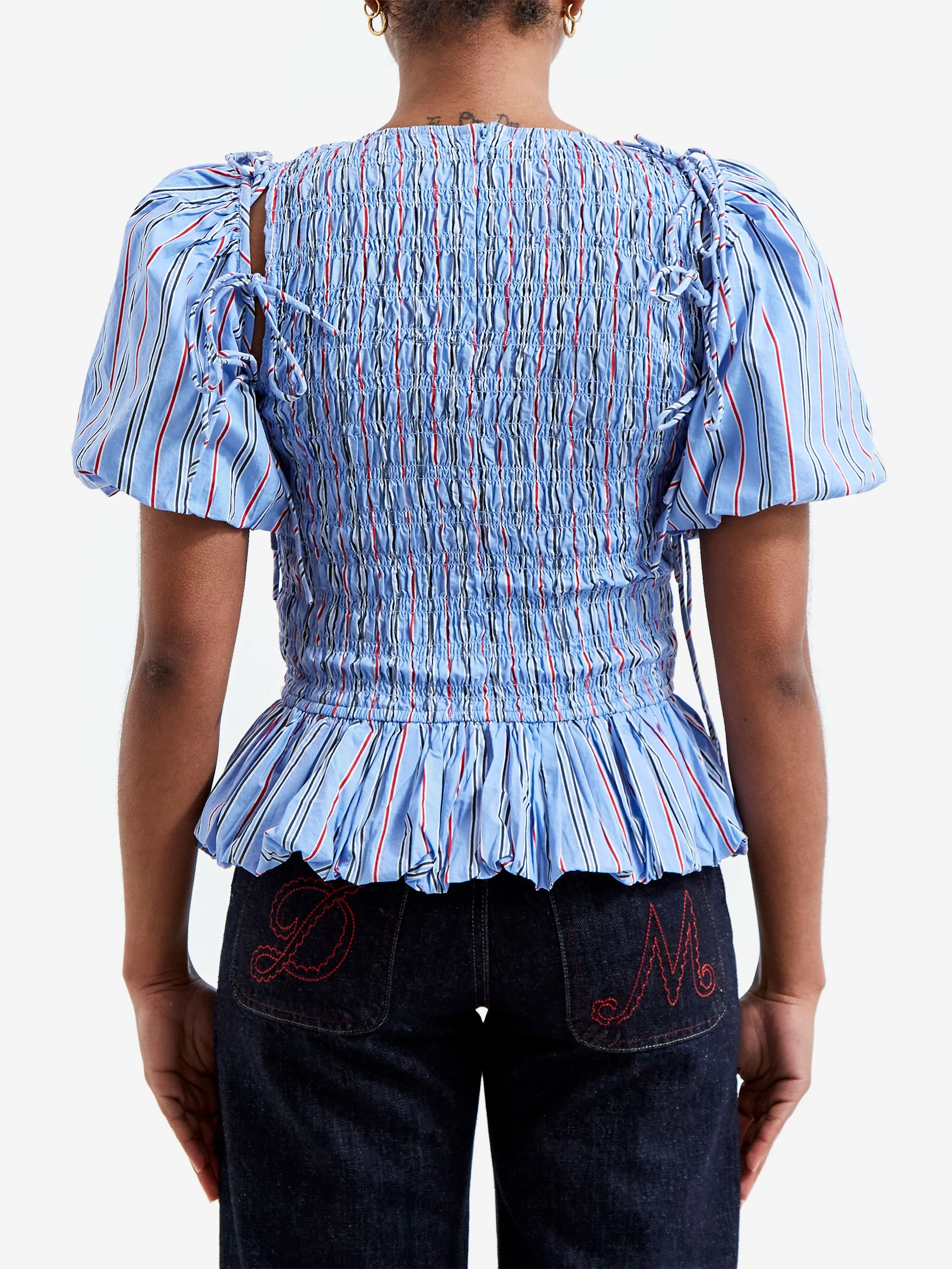 Damson Madder Becca Blouse - Bold Blue Stripe - Image 3