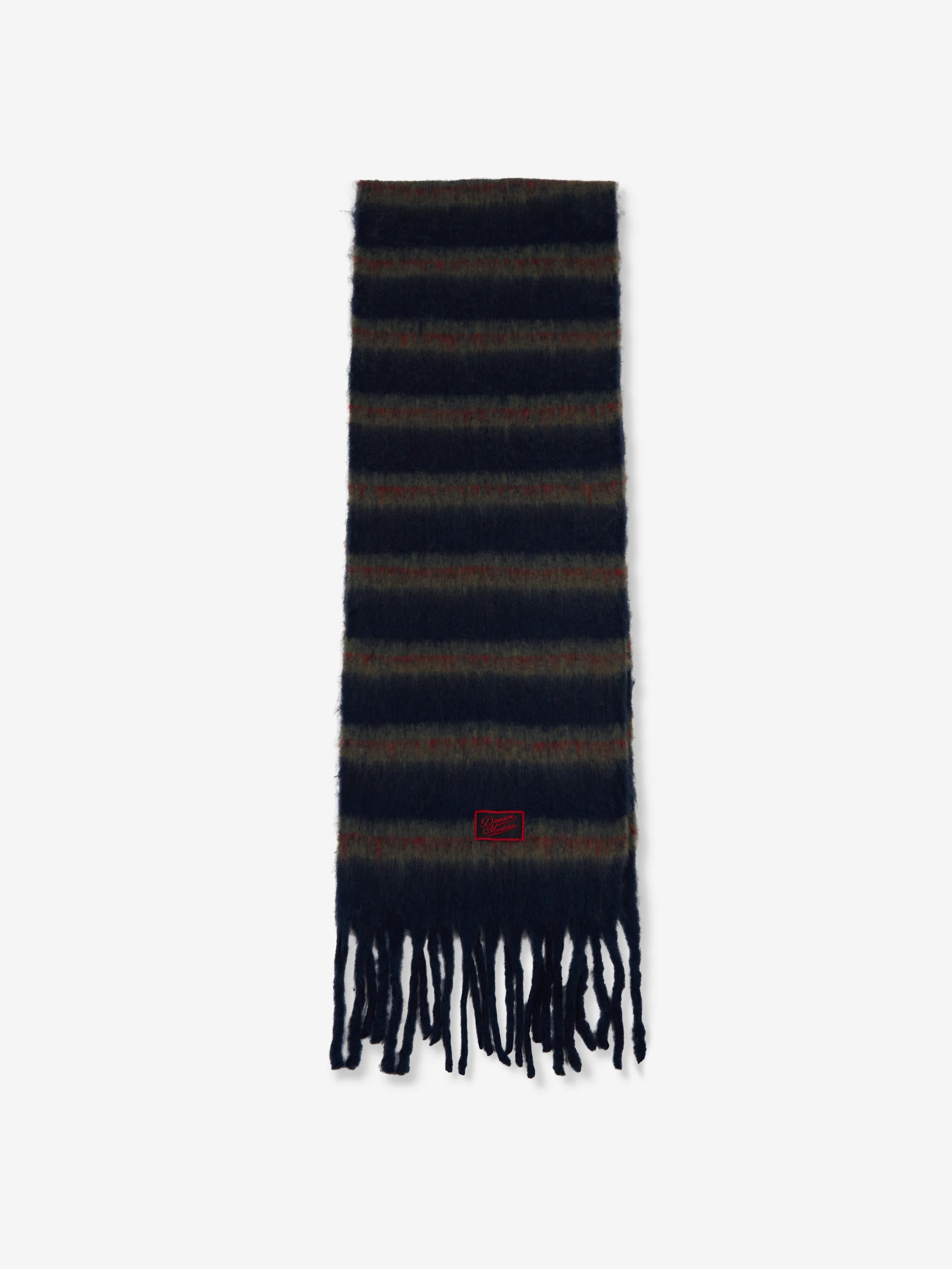 Damson Madder Brushed Oversized Scarf - Choc/Blue Stripe - Image 2