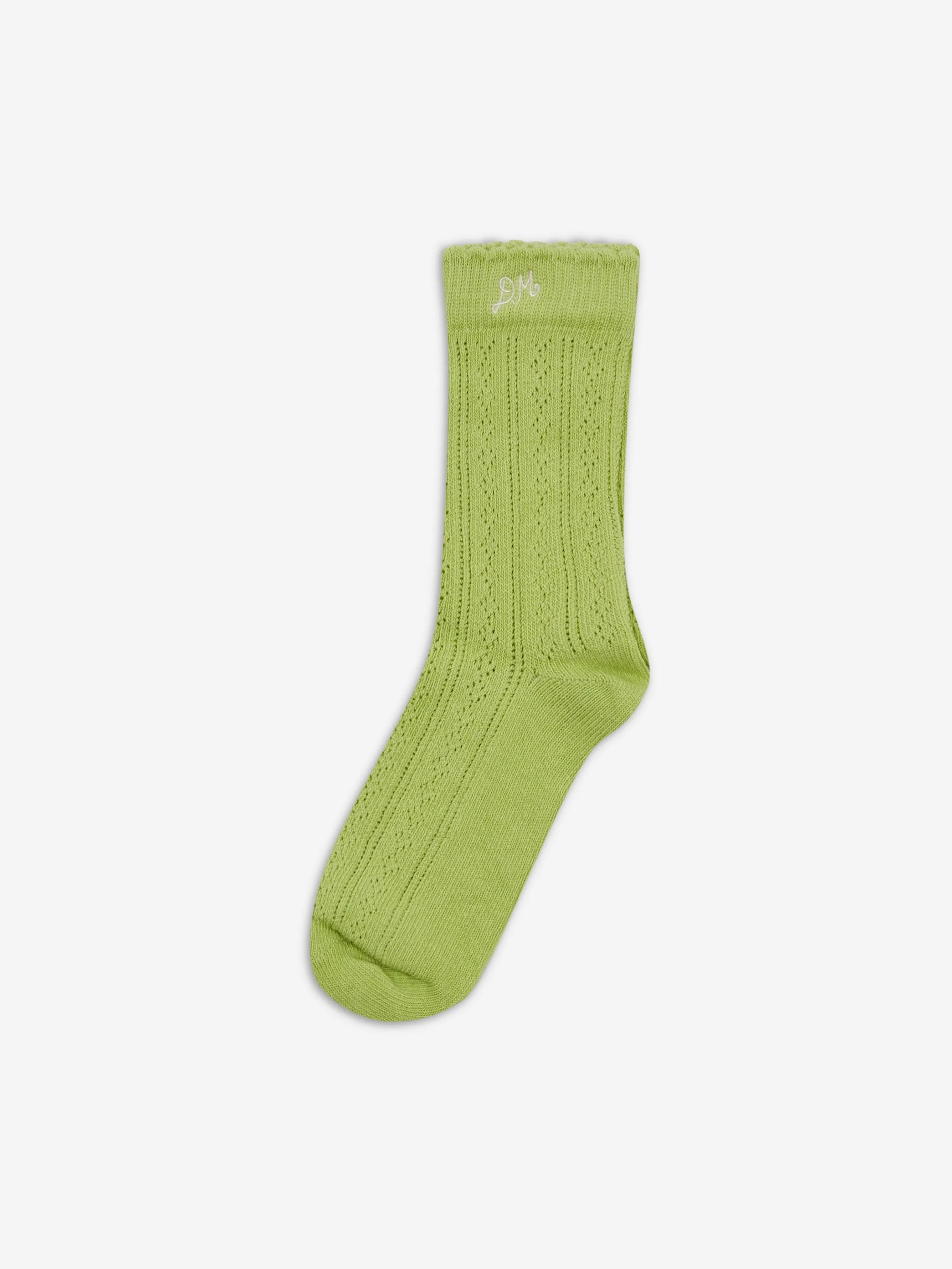 Damson Madder Calf Length 2 Pack Pointelle Socks- Celery & Aqua - Image 4