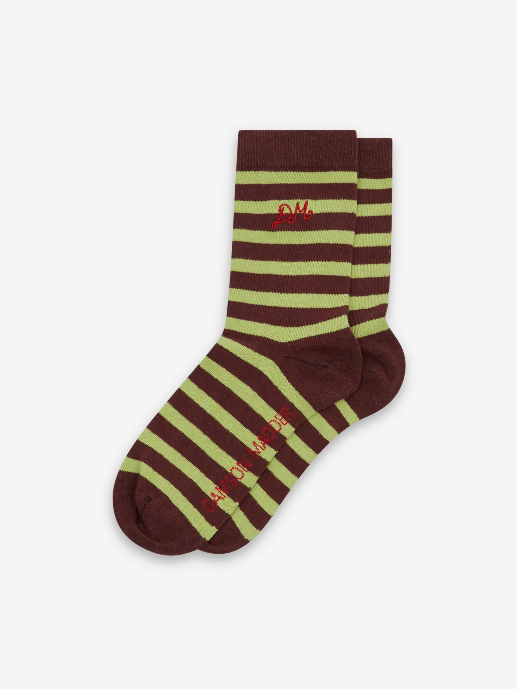 Damson Madder Calf Length 2 Pack Socks - Choc & Avocado - Image 3