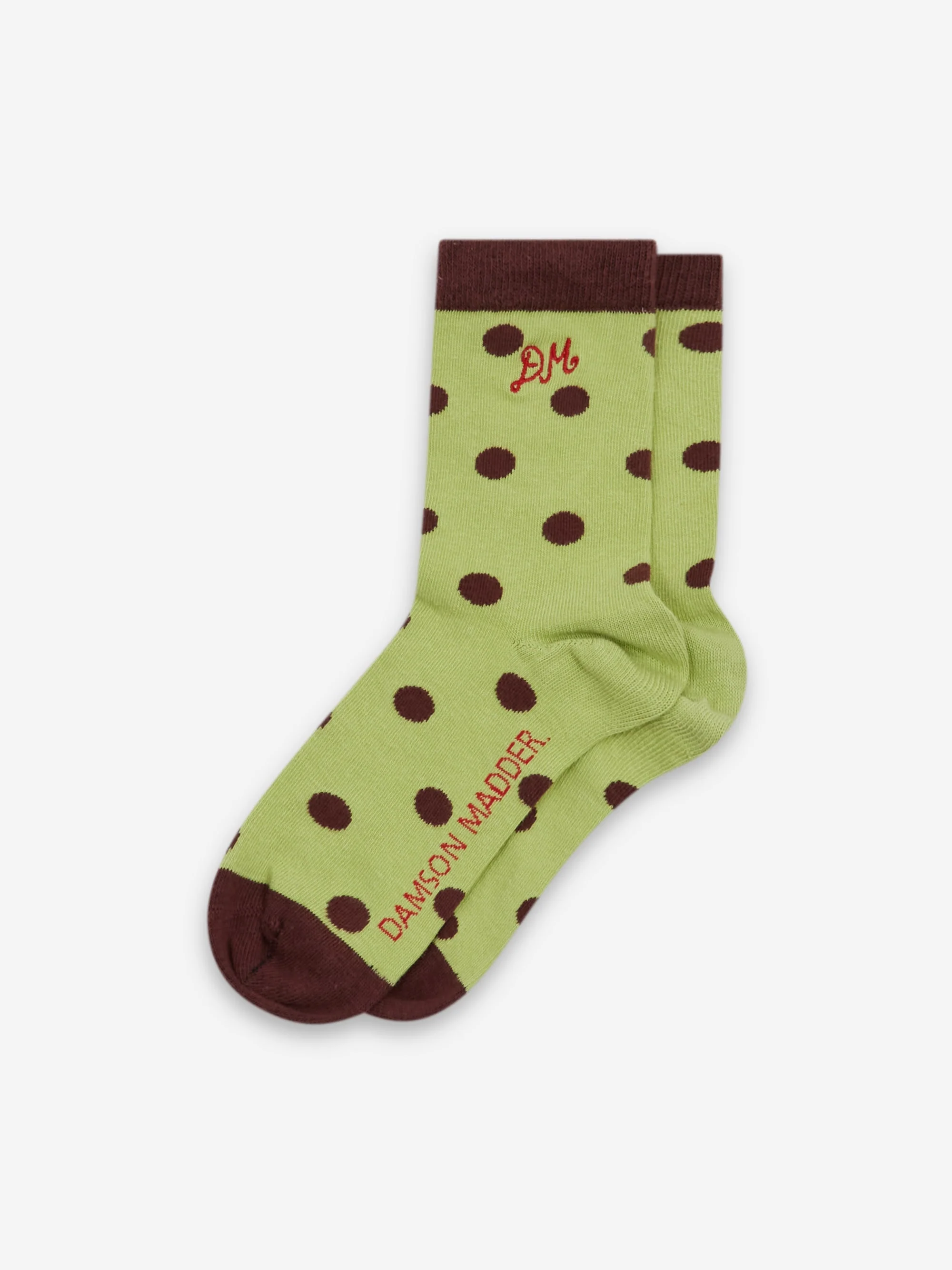 Damson Madder Calf Length 2 Pack Socks - Choc & Avocado - Image 4