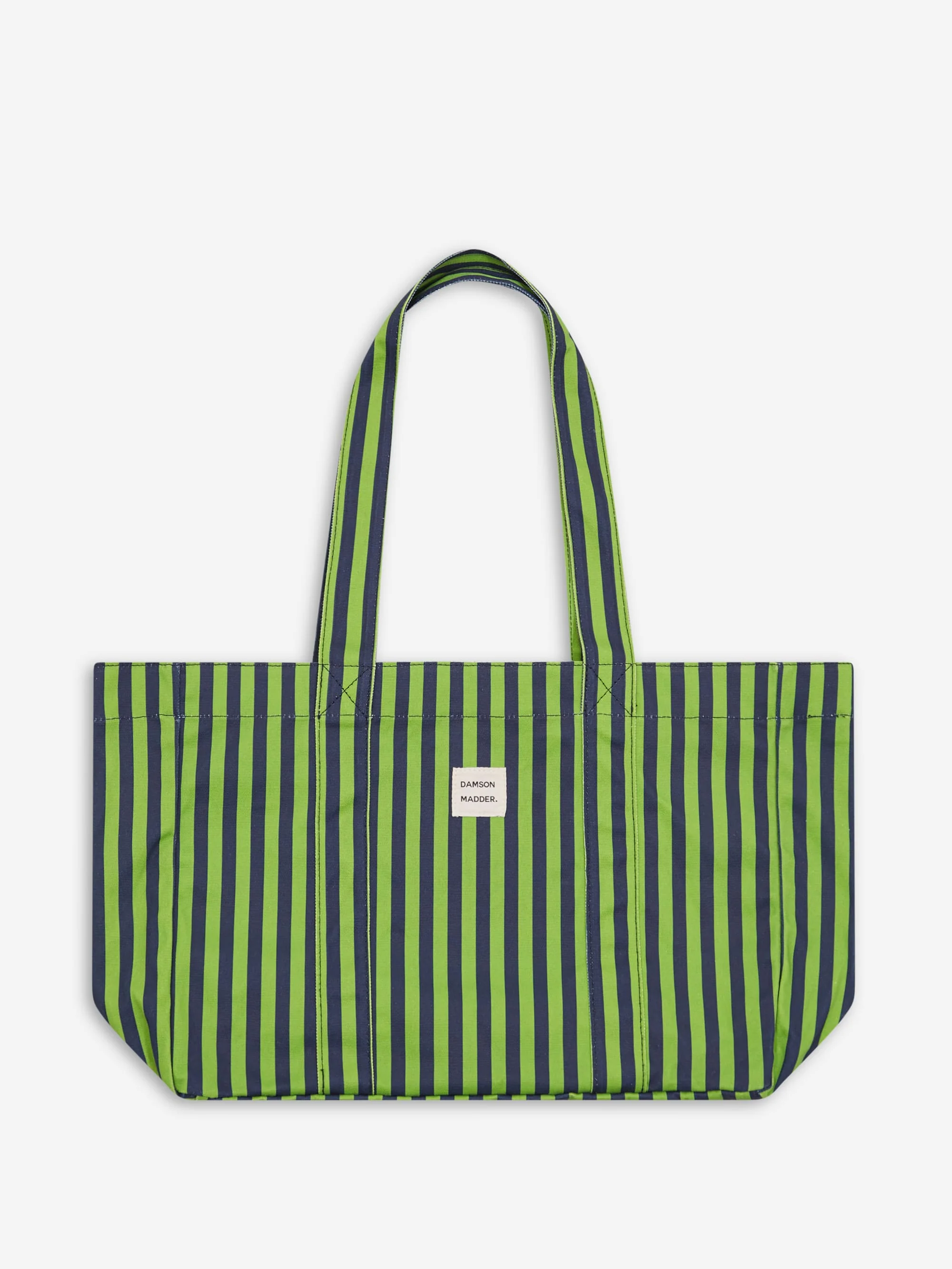 Damson Madder Canvas Tote - Navy/Lime Stripe
