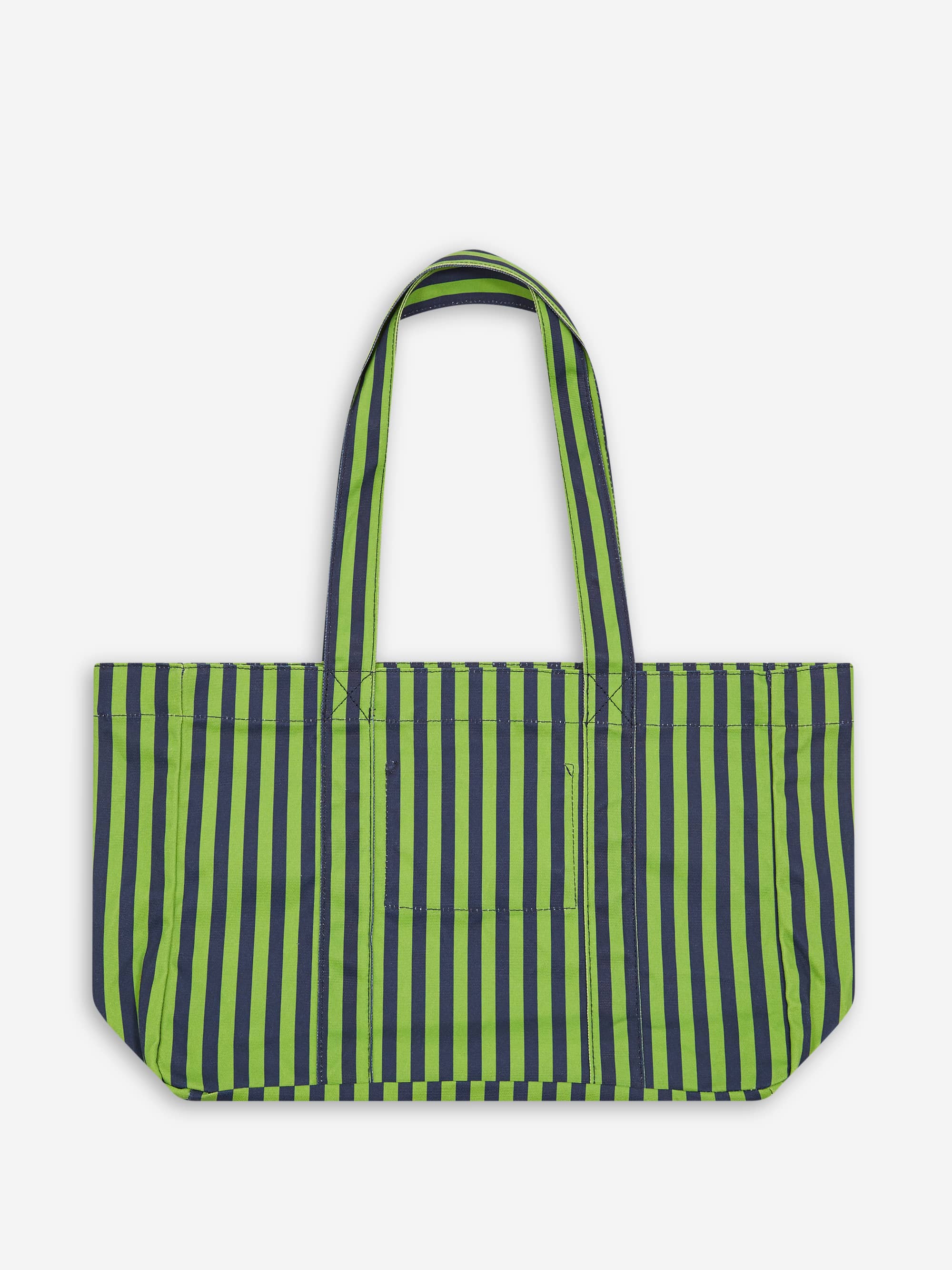 Damson Madder Canvas Tote - Navy/Lime Stripe - Image 2