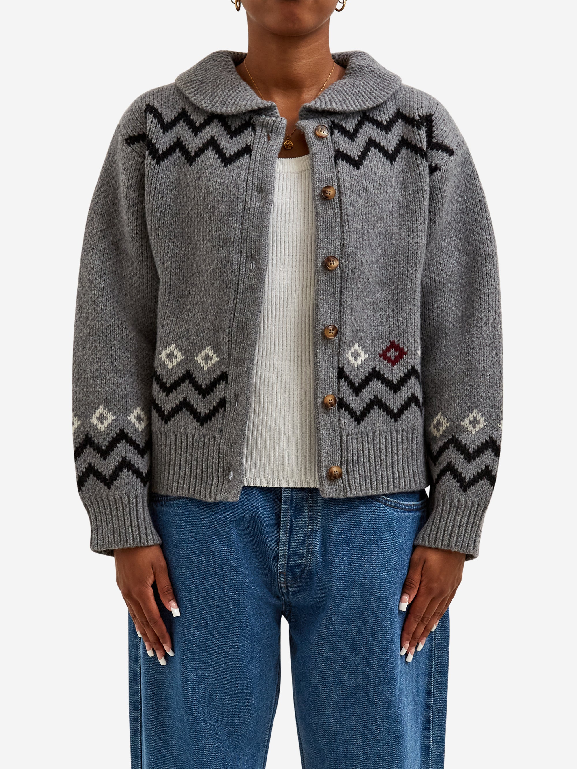 Damson Madder Cecily Collar Cardigan - Bunny Intarsia - Image 2