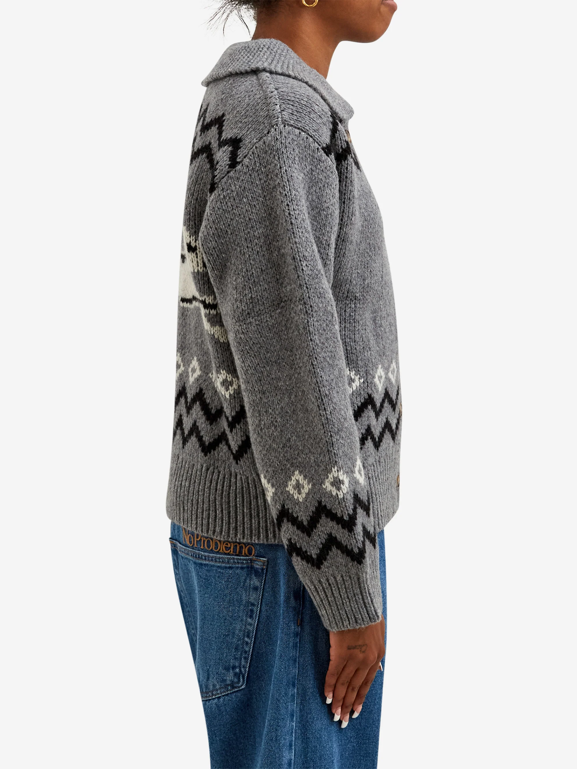 Damson Madder Cecily Collar Cardigan - Bunny Intarsia - Image 3