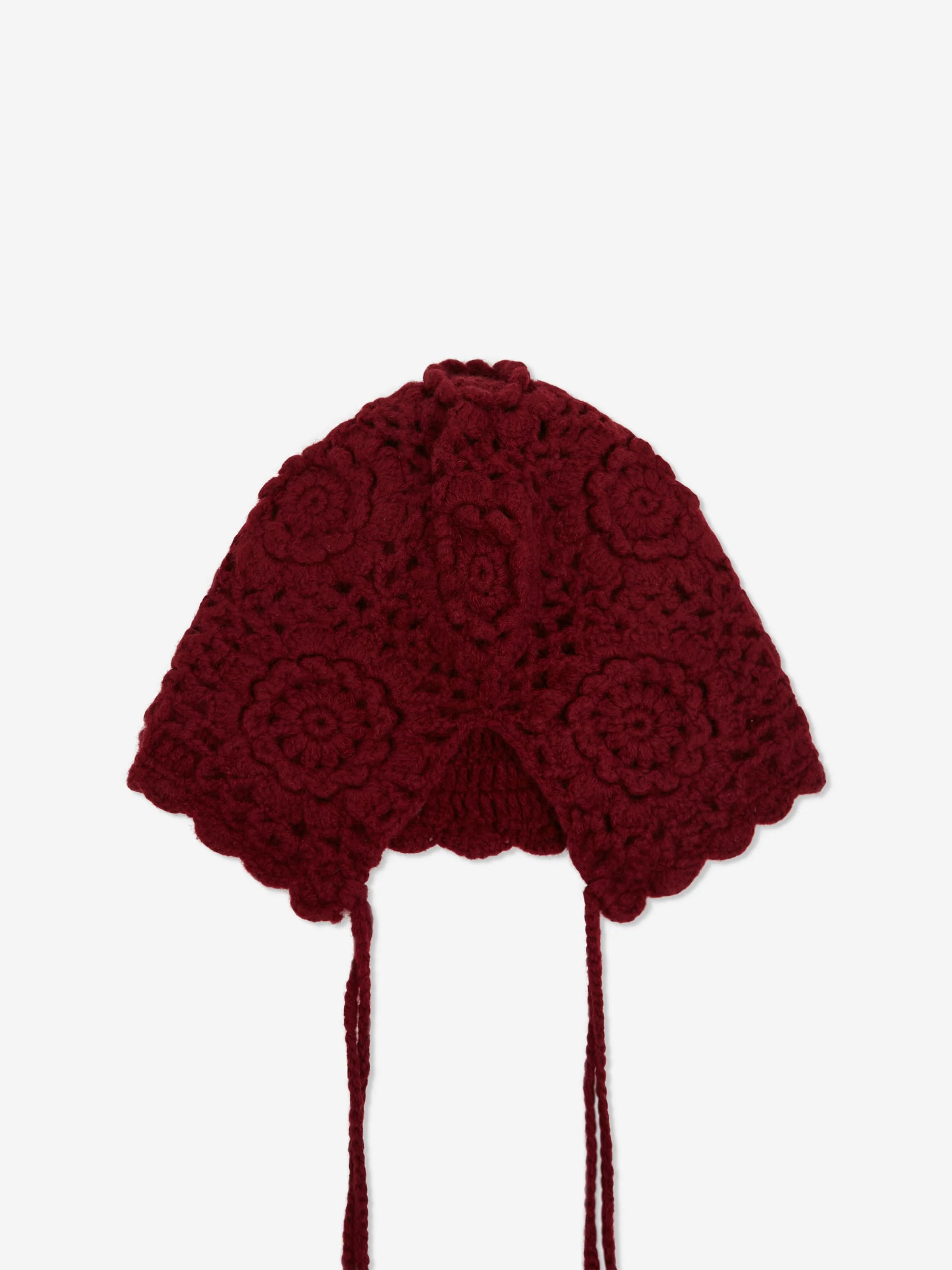 Damson Madder Crochet Bonnet - Burgundy - Image 2