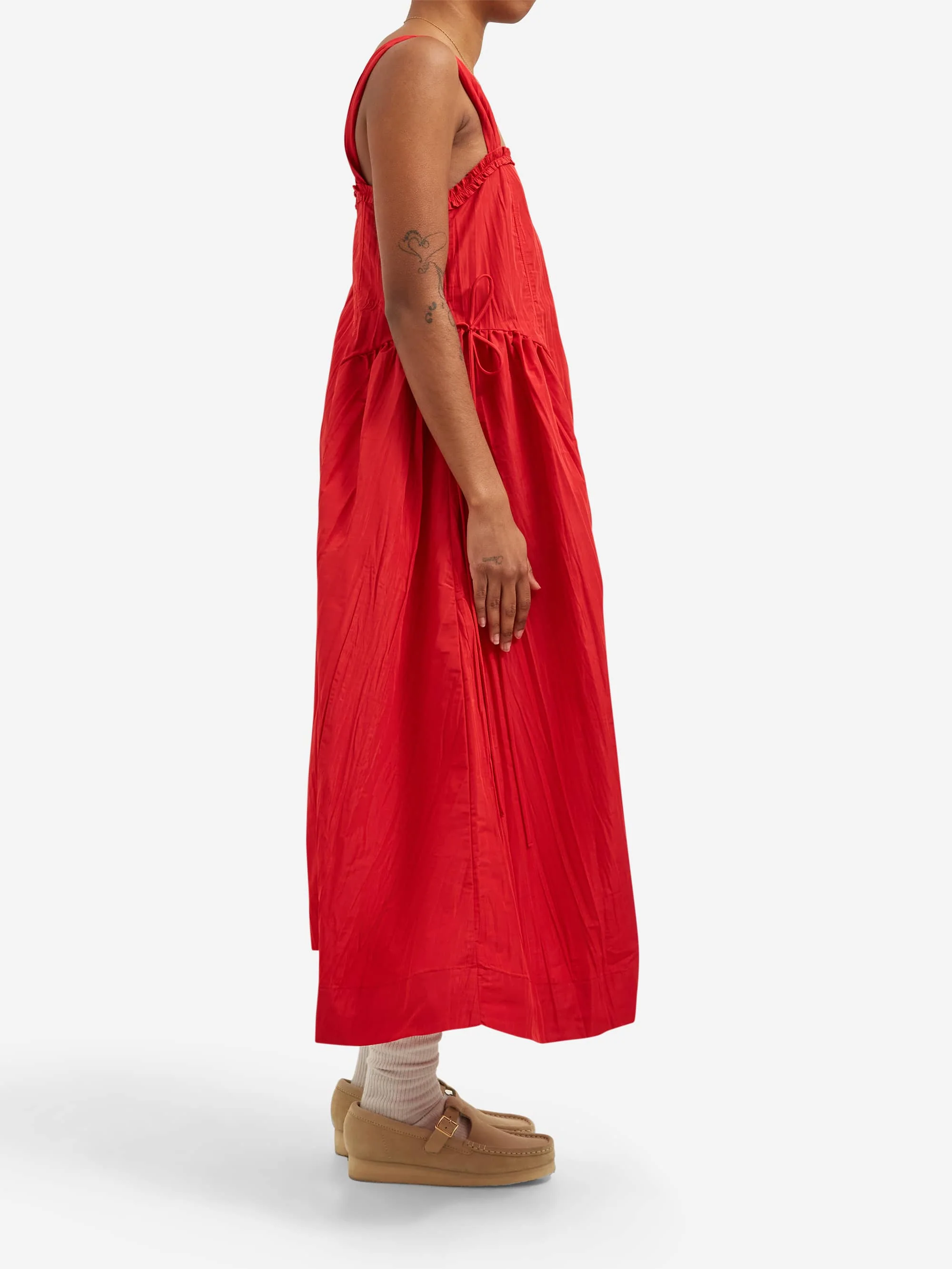 Damson Madder Elina Midi Dress - Red Tafetta - Image 2