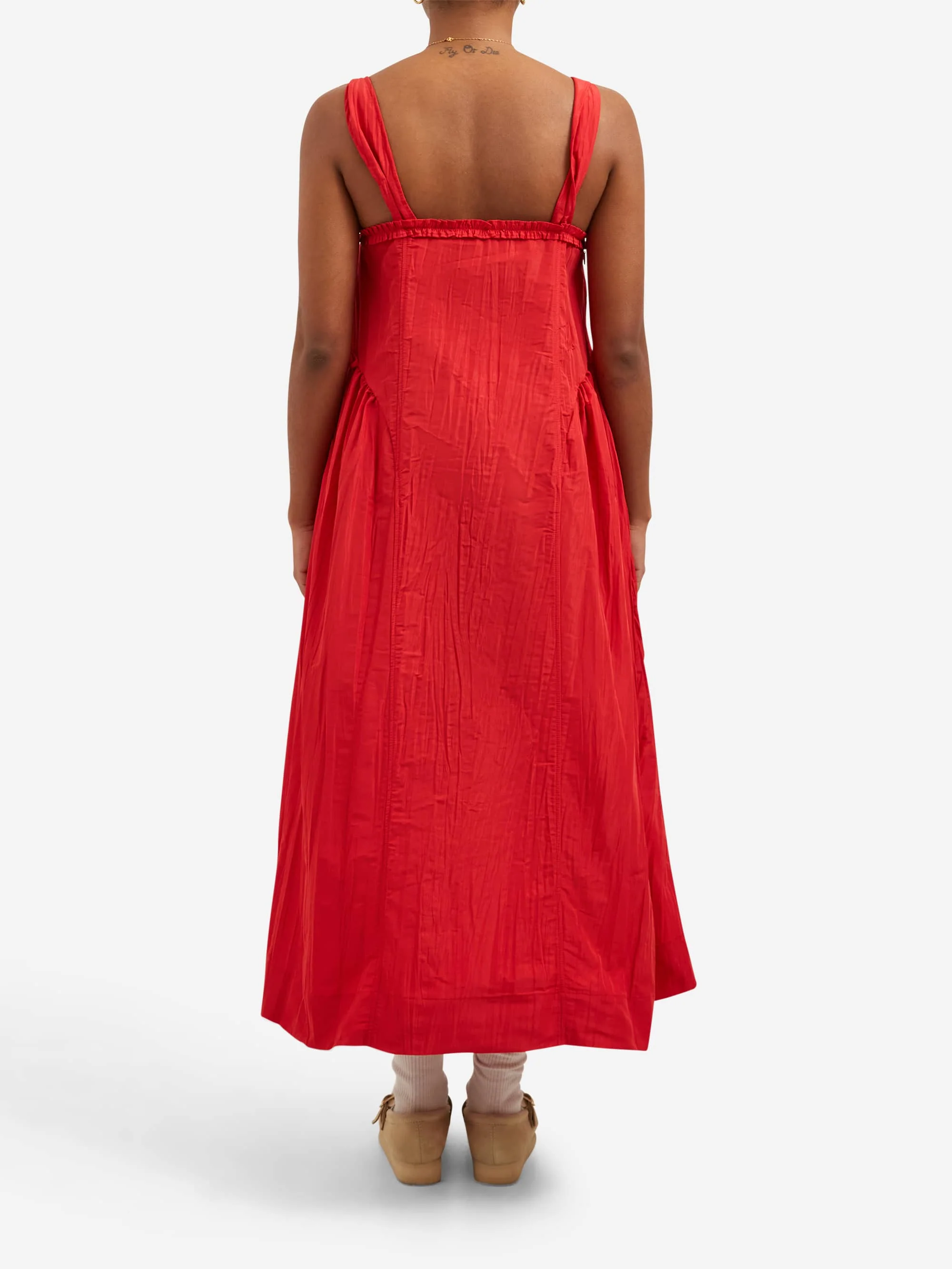 Damson Madder Elina Midi Dress - Red Tafetta - Image 3