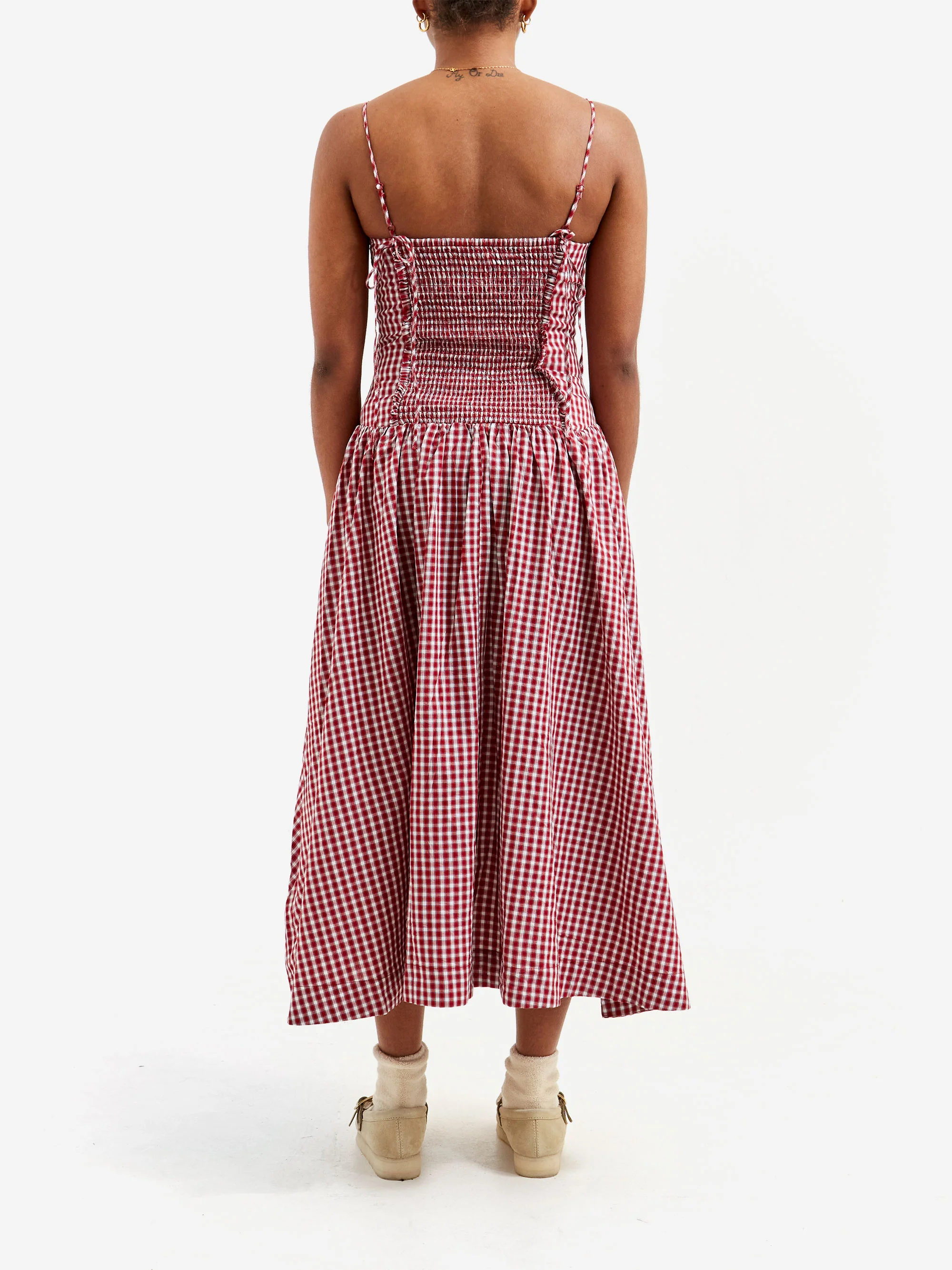 Damson Madder Faith Midi Dress - Red - Image 3