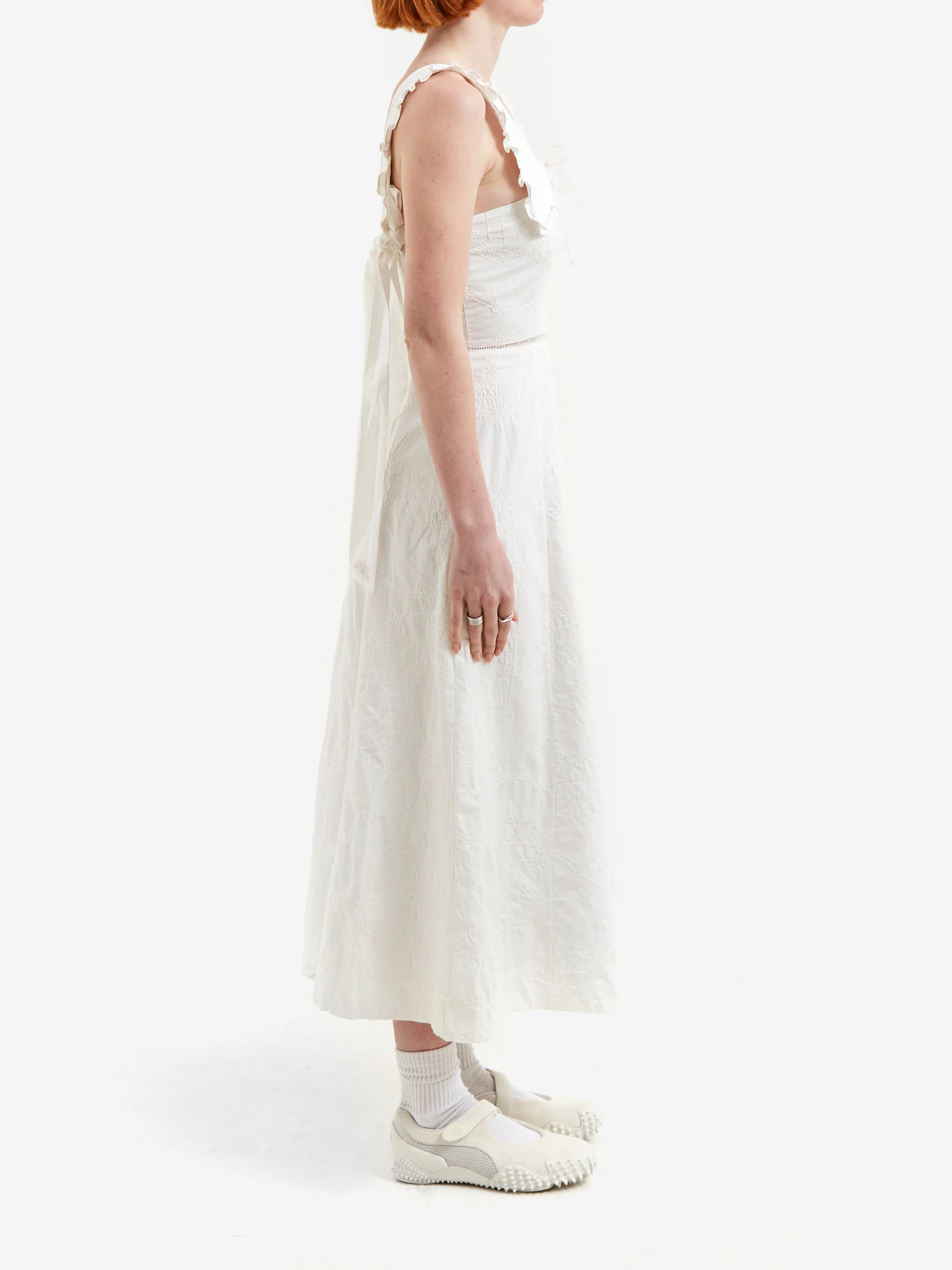 Damson Madder Fan Fan Midi Dress - White - Image 2
