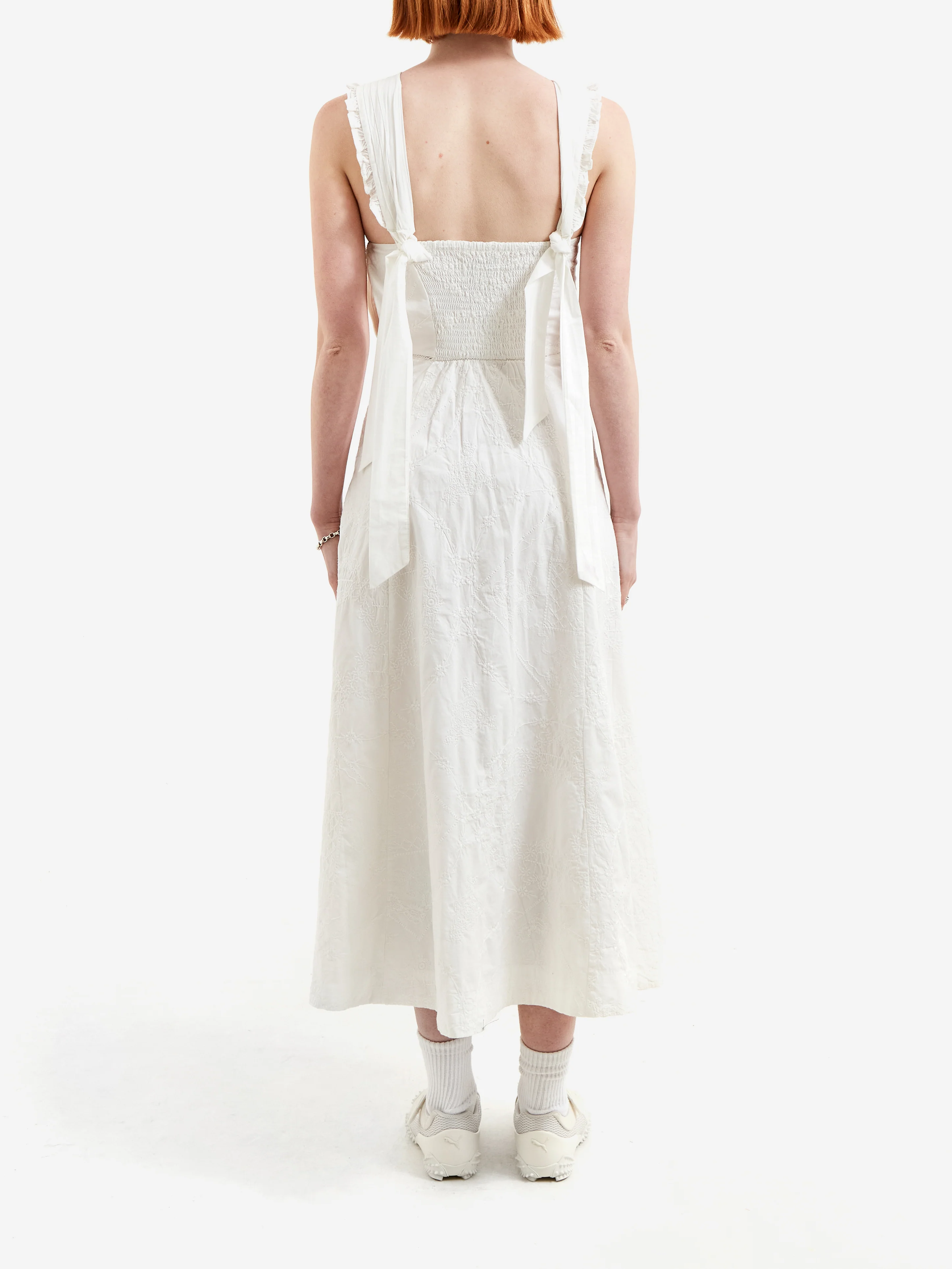 Damson Madder Fan Fan Midi Dress - White - Image 3