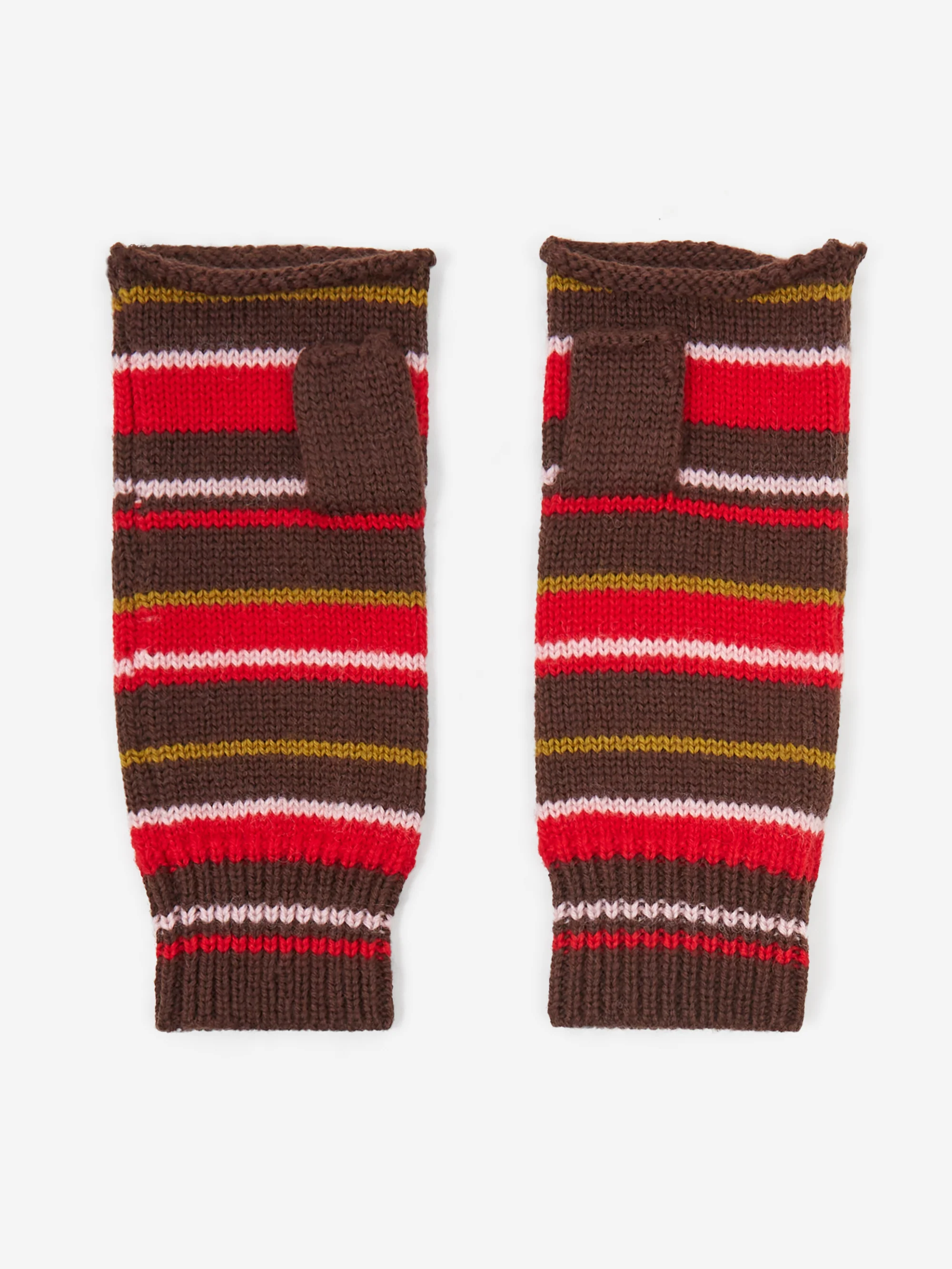 Damson Madder Fingerless Mittens - Choc/Multi Stripe