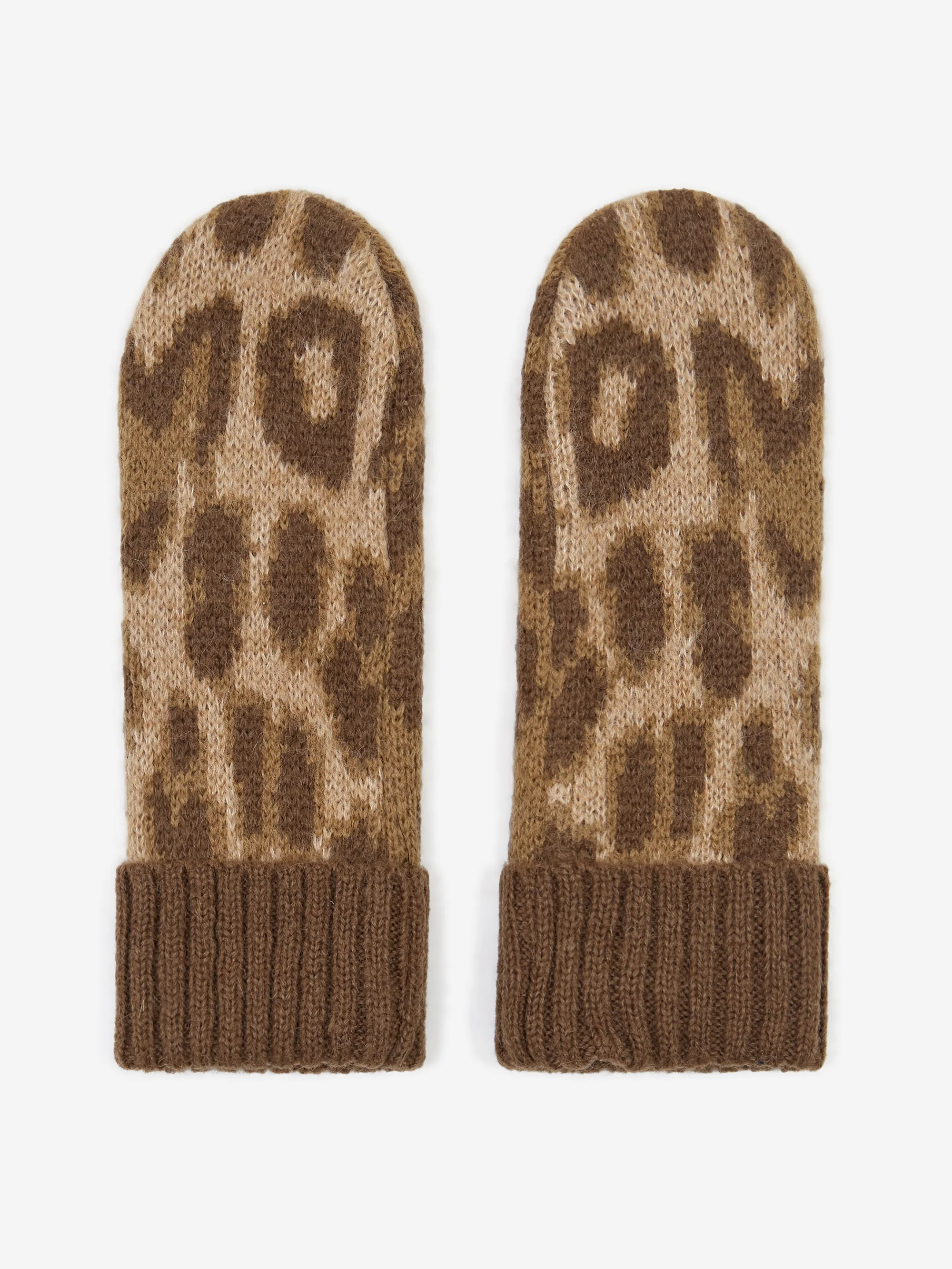 Damson Madder Fluffy Mittens - Leopard