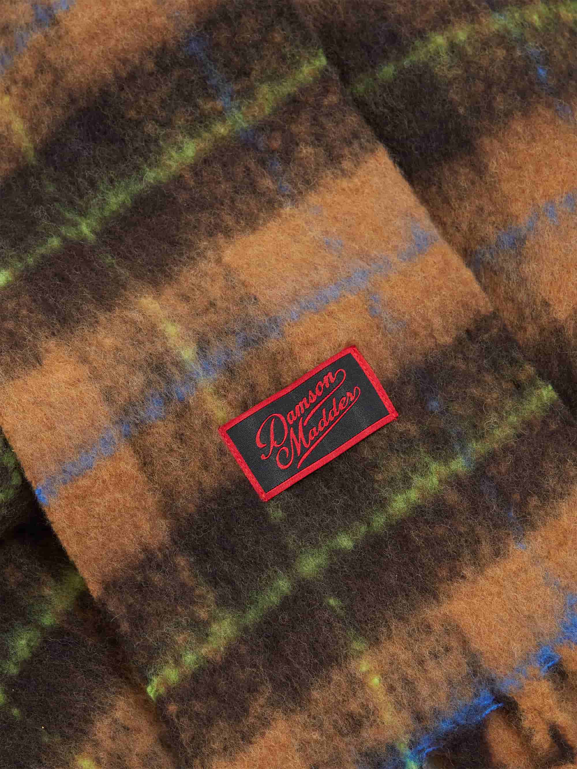 Damson Madder Fluffy Scarf - Tan Check - Image 2