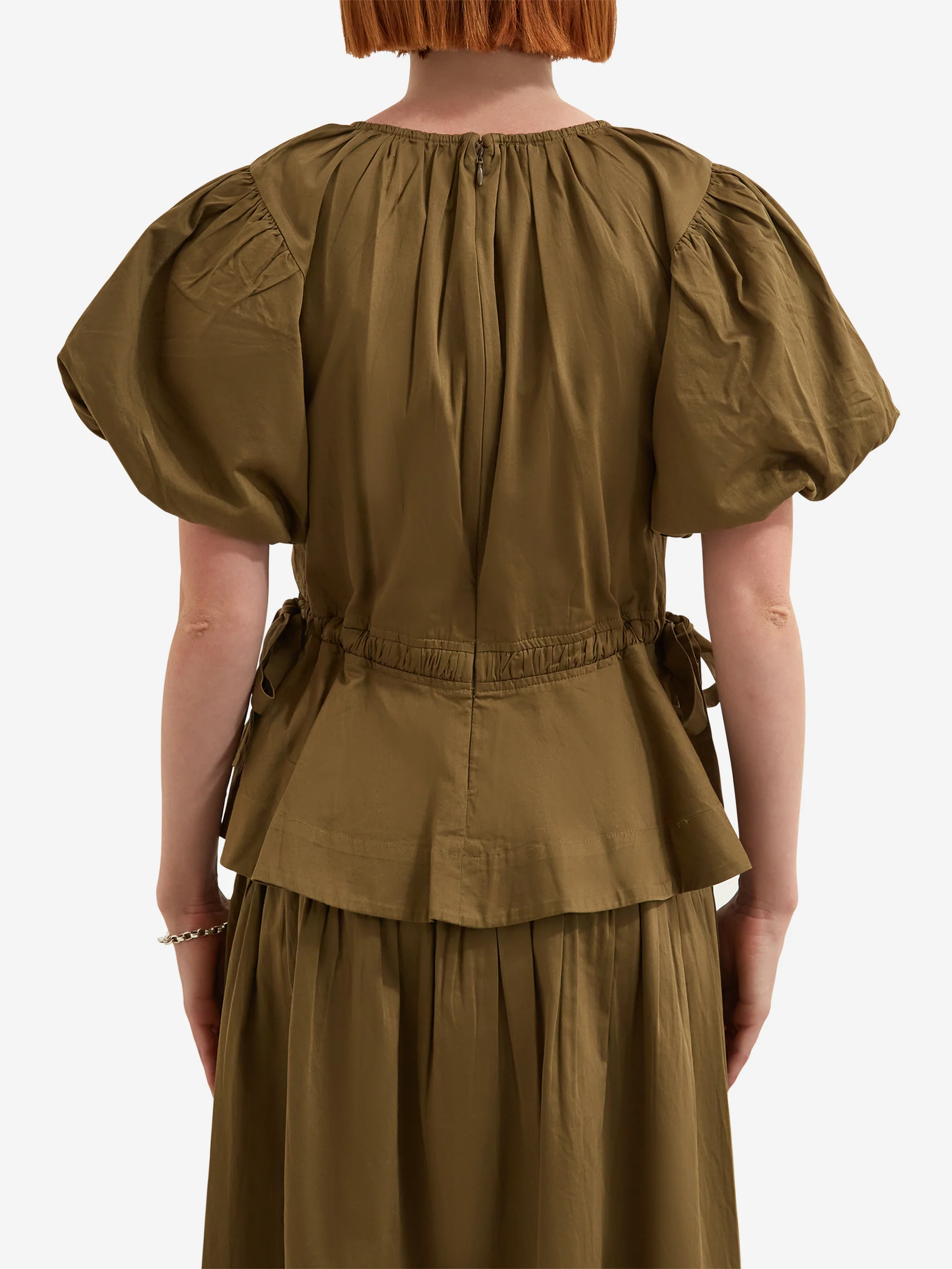 Damson Madder Hadley Blouse - Olive Jacquard - Image 3