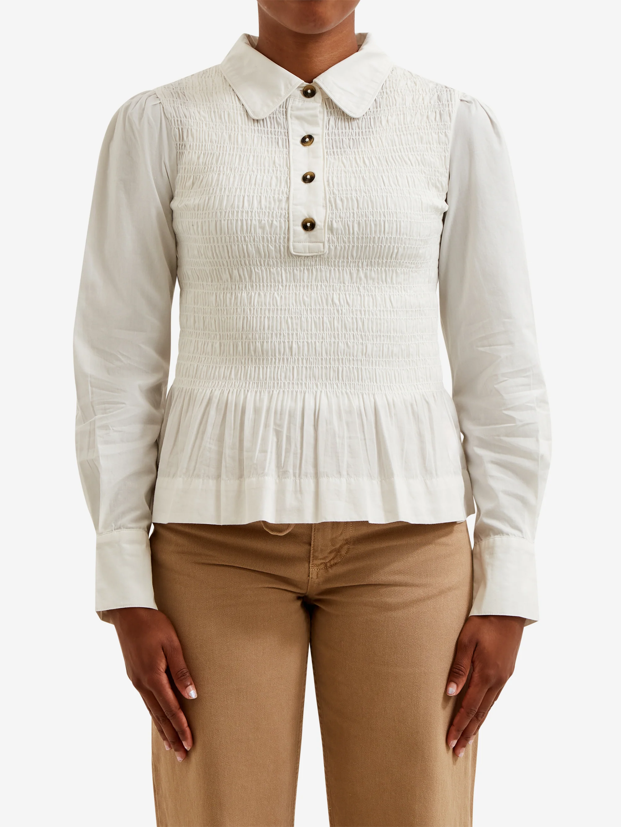 Damson Madder Hazel Shirred Shirt - White
