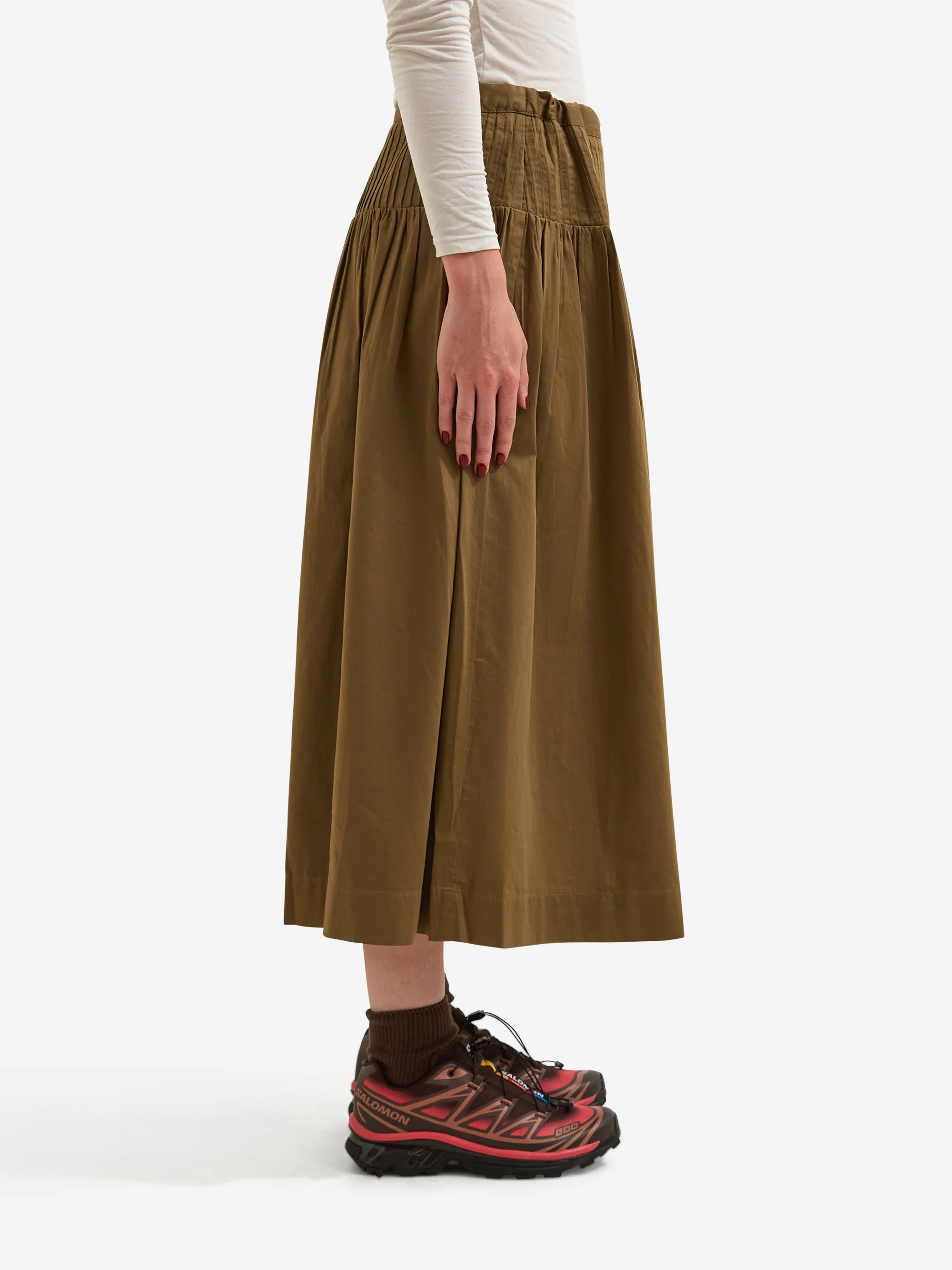 Damson Madder Josie Midi Skirt - Olive - Image 2