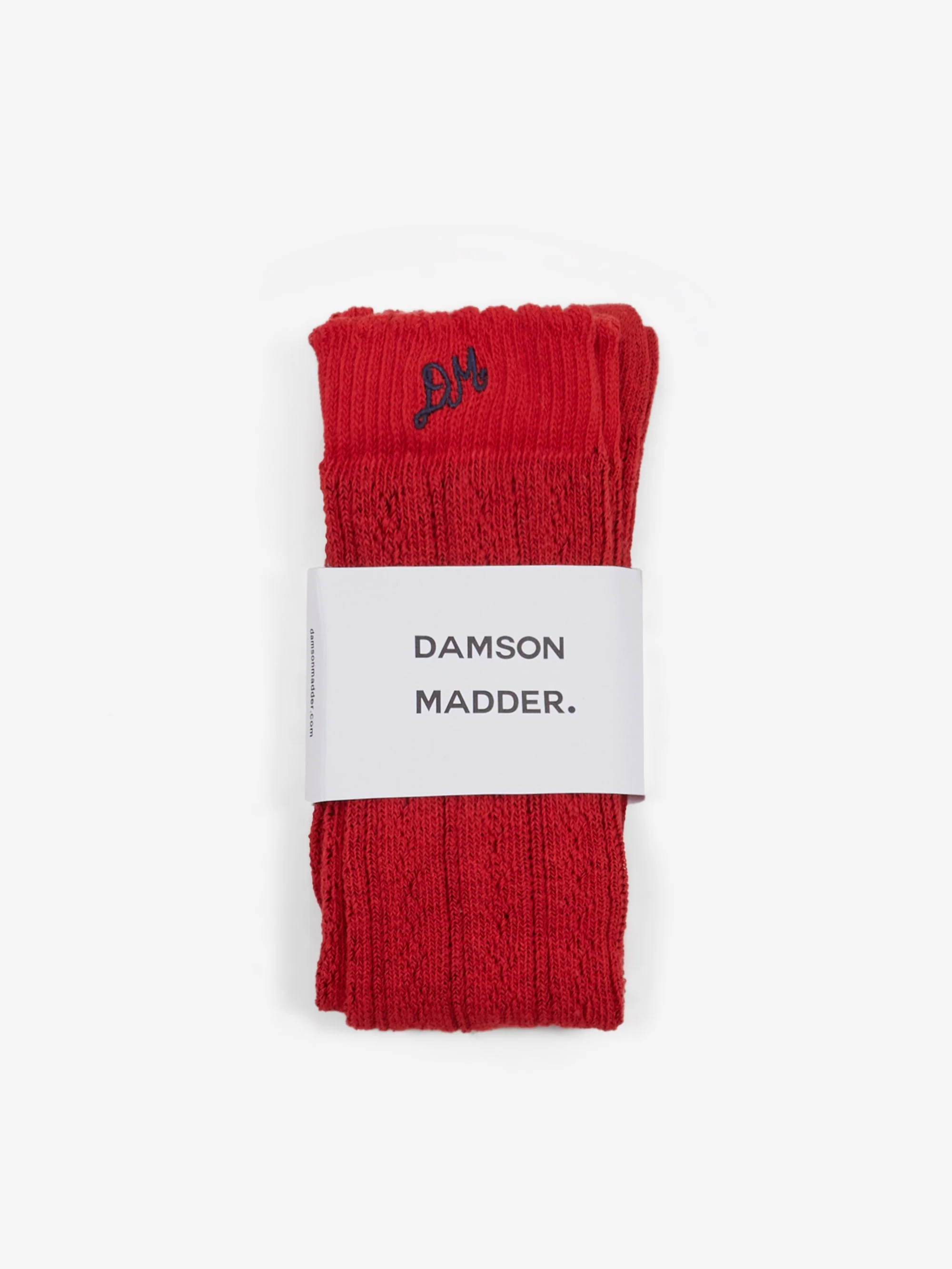 Damson Madder Knee High Pointelle Socks - Red - Image 2