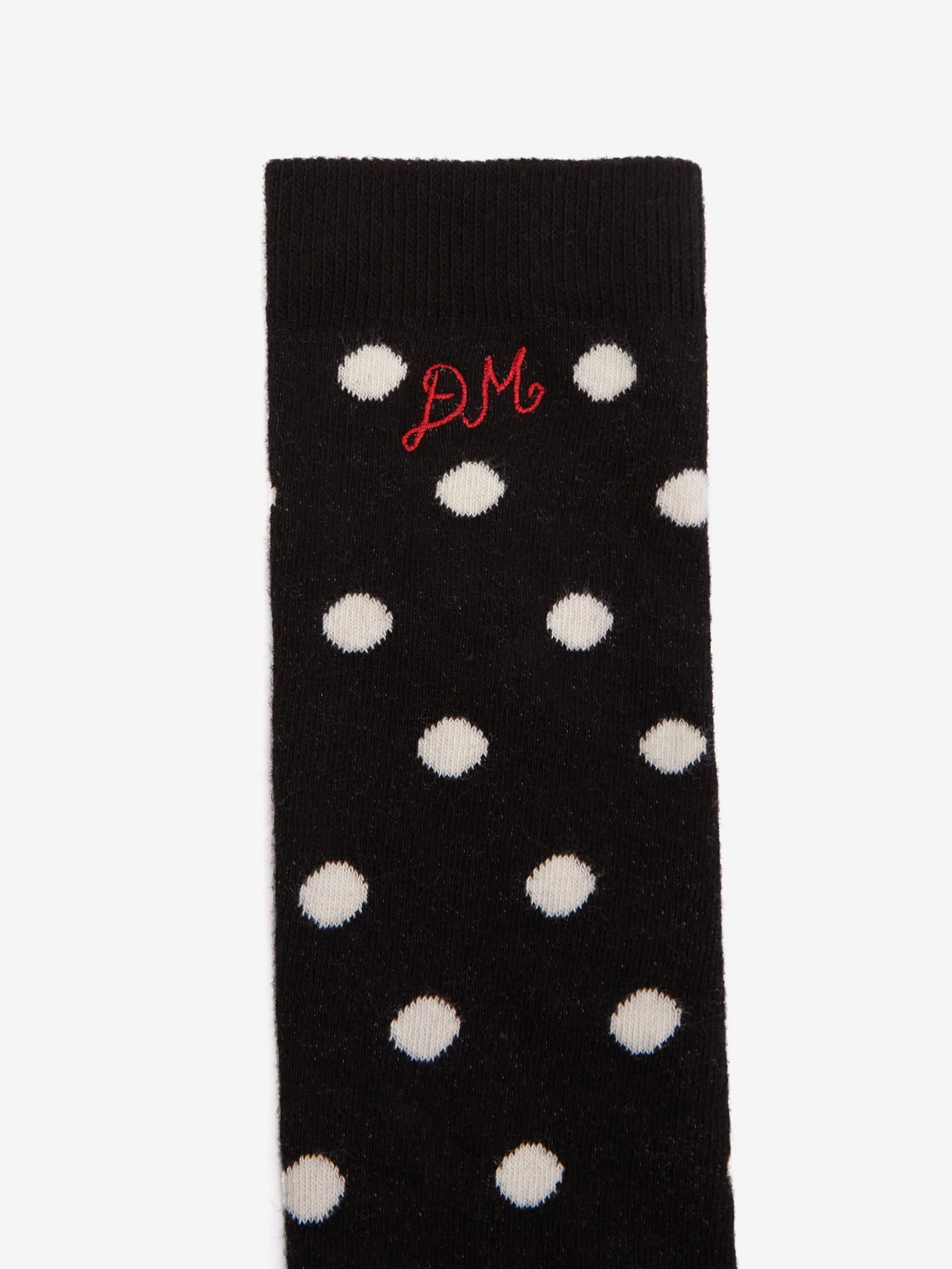 Damson Madder Knee High Poka Socks - Black & Cream - Image 2