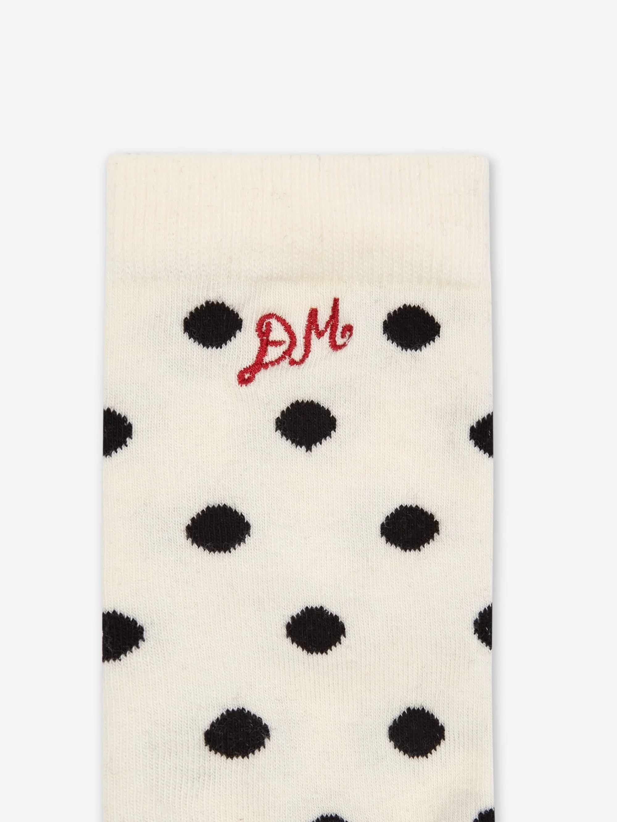 Damson Madder Knee High Poka Socks - Cream & Black - Image 2