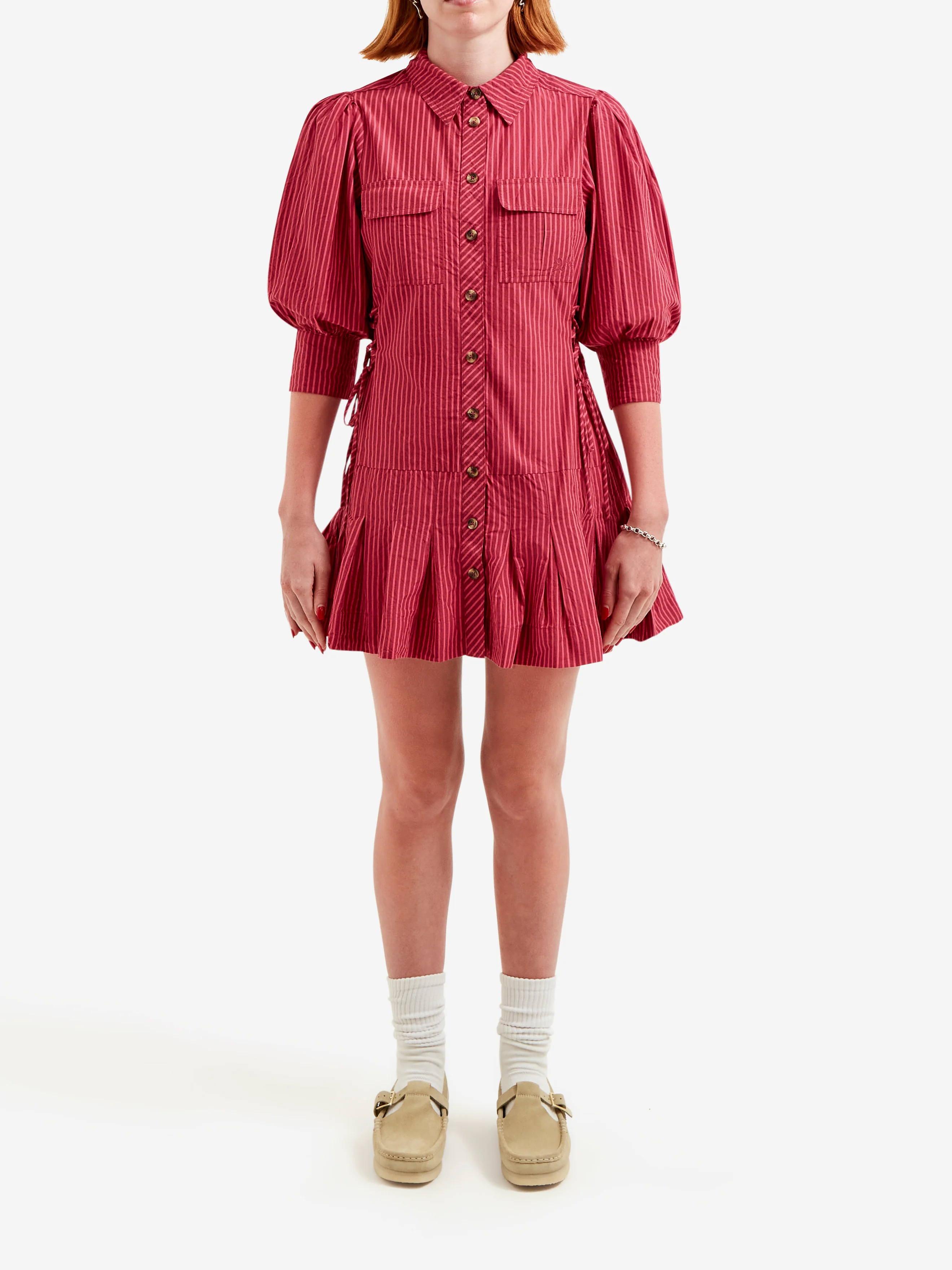 Damson Madder Maisie Mini Shirt Dress - Berry Business