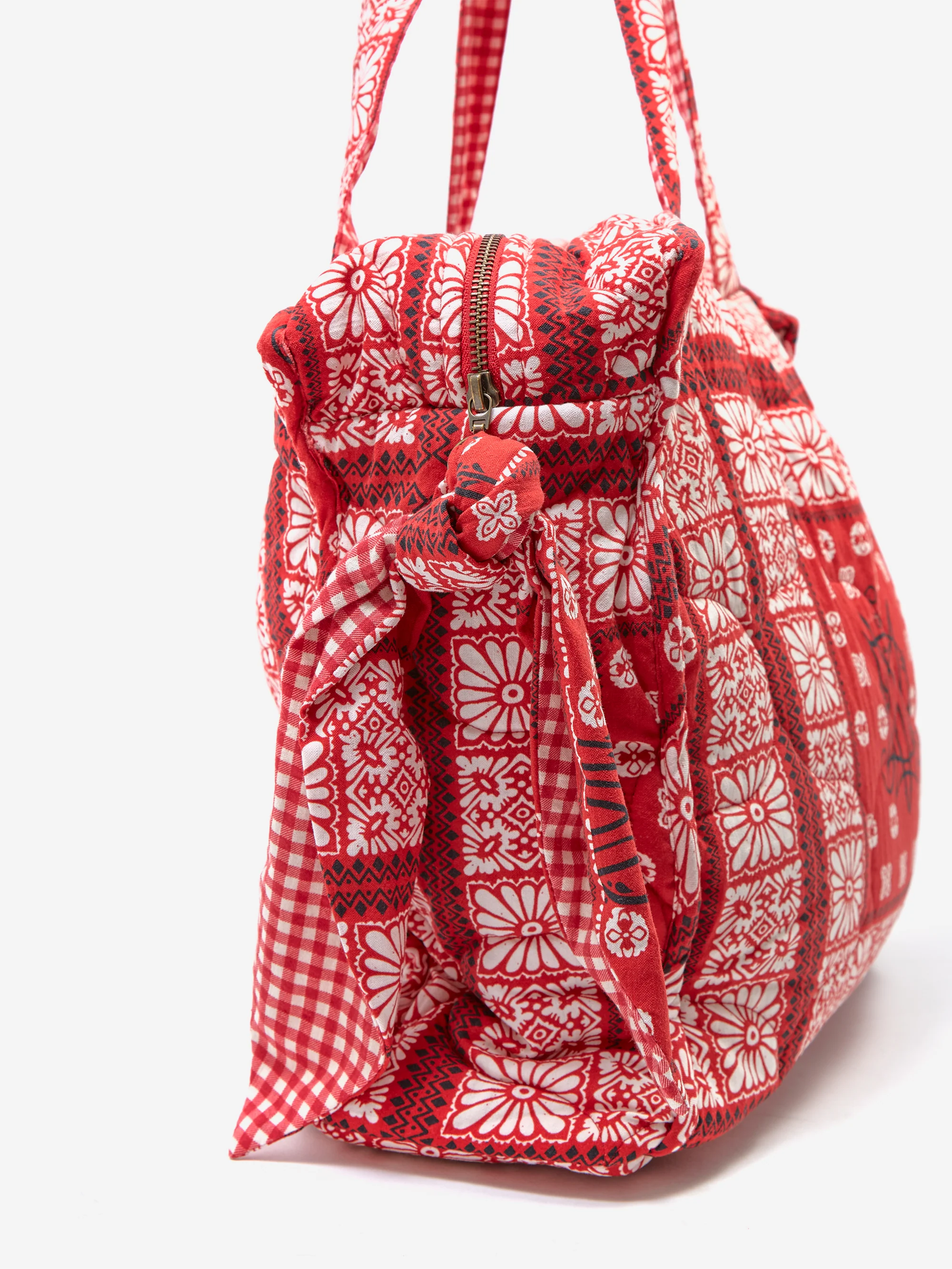 Damson Madder Quilted Bandana Tote Bag - Red - Image 2