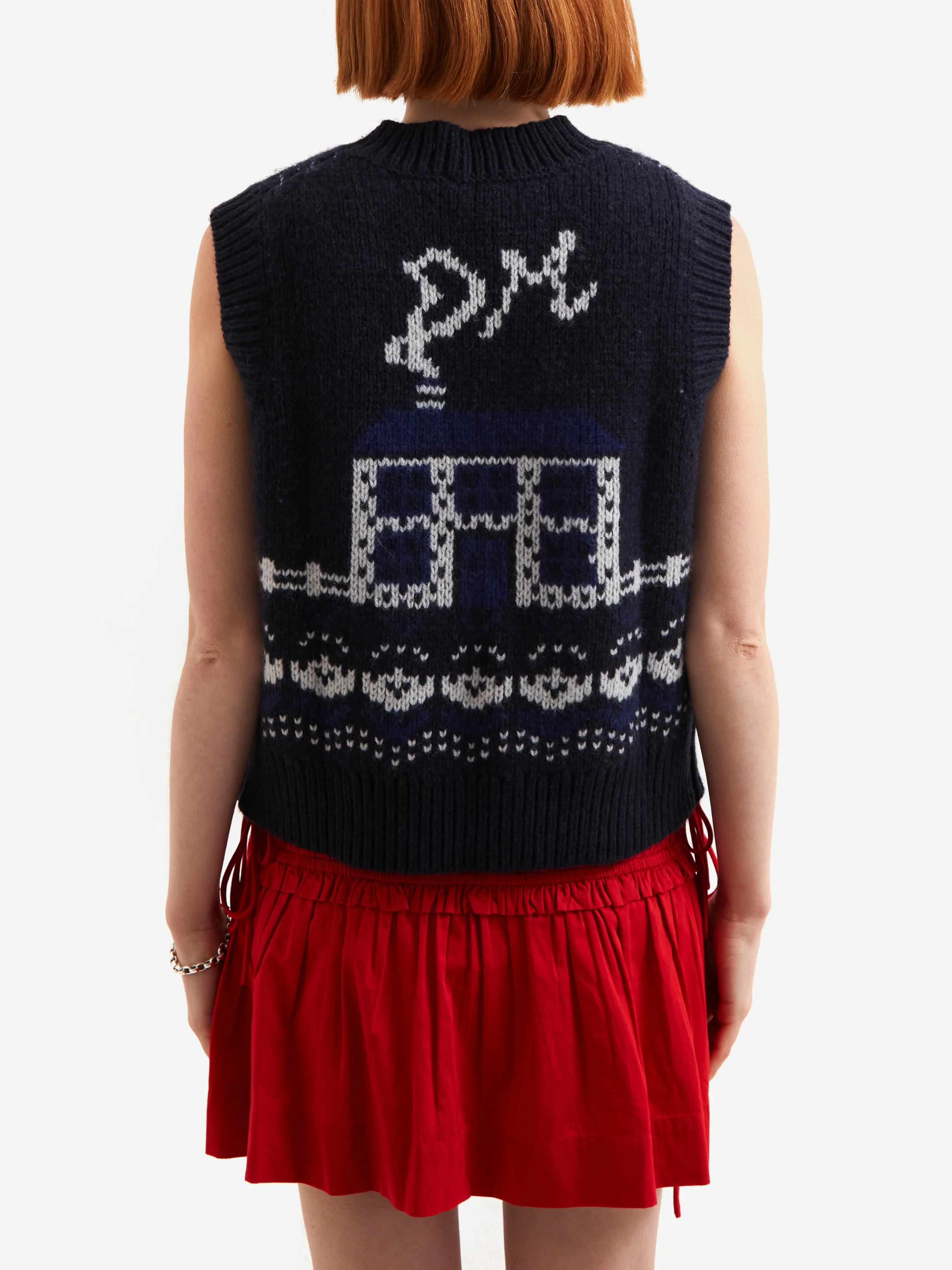 Damson Madder Rhona Lambswool Tank - Navy House - Image 3