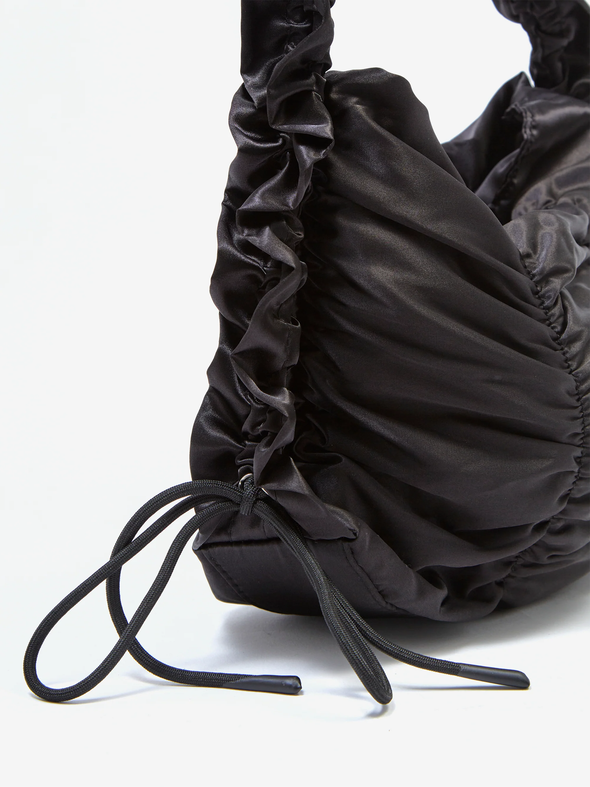 Damson Madder Ruched Satin Bag - Black - Image 2