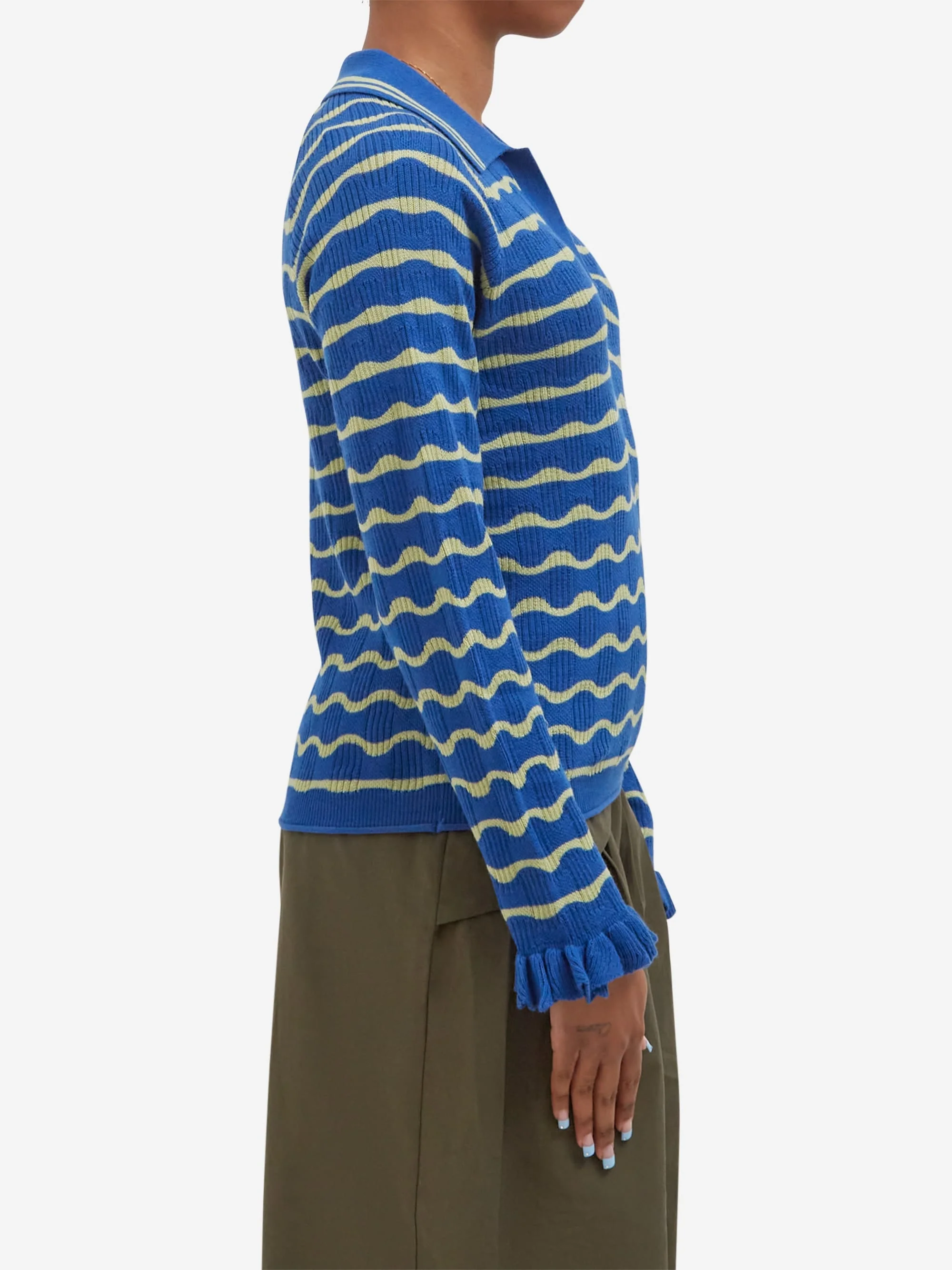 Damson Madder Silvia Polo Jumper - Blue/Mint - Image 2