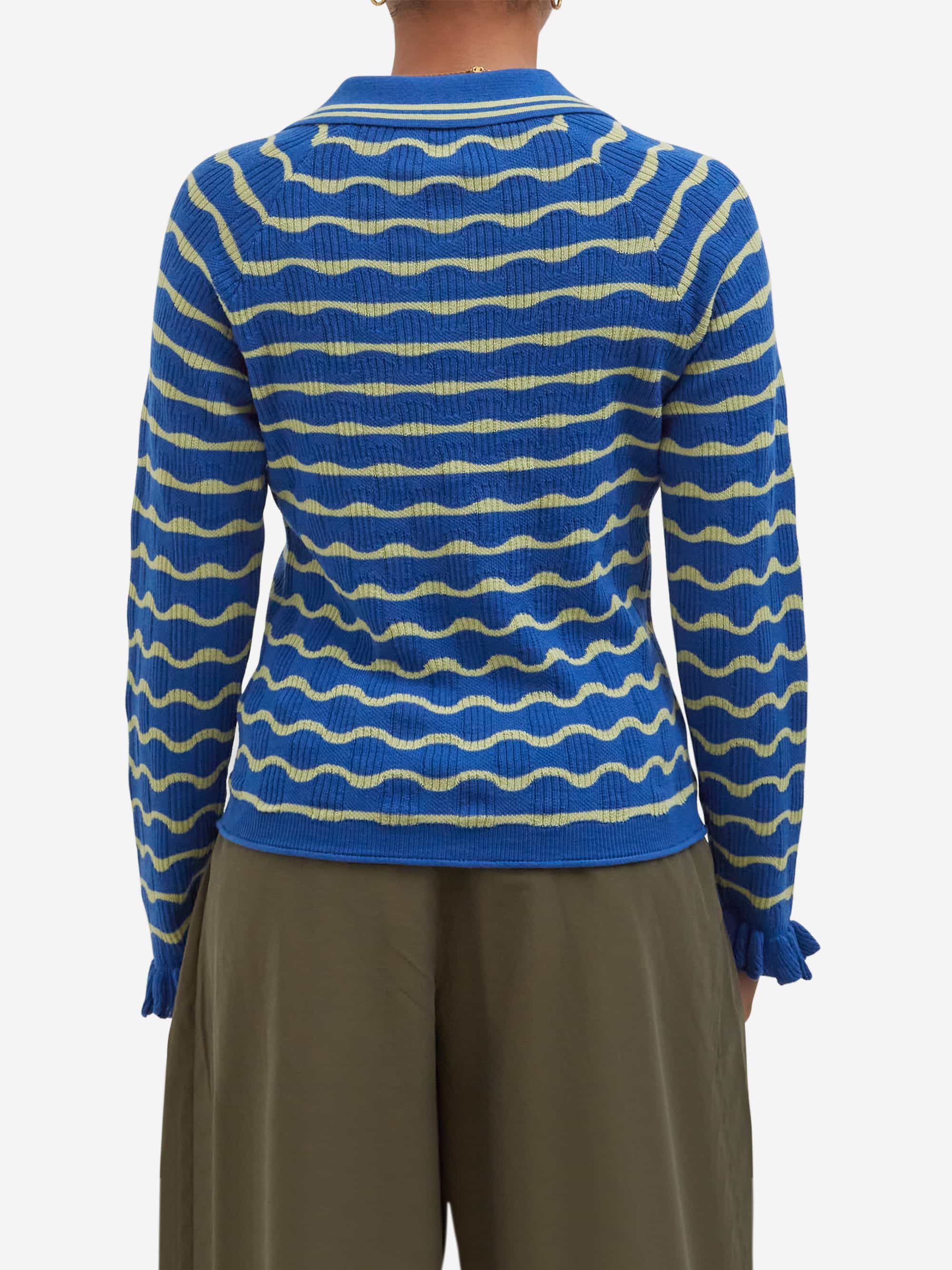 Damson Madder Silvia Polo Jumper - Blue/Mint - Image 3
