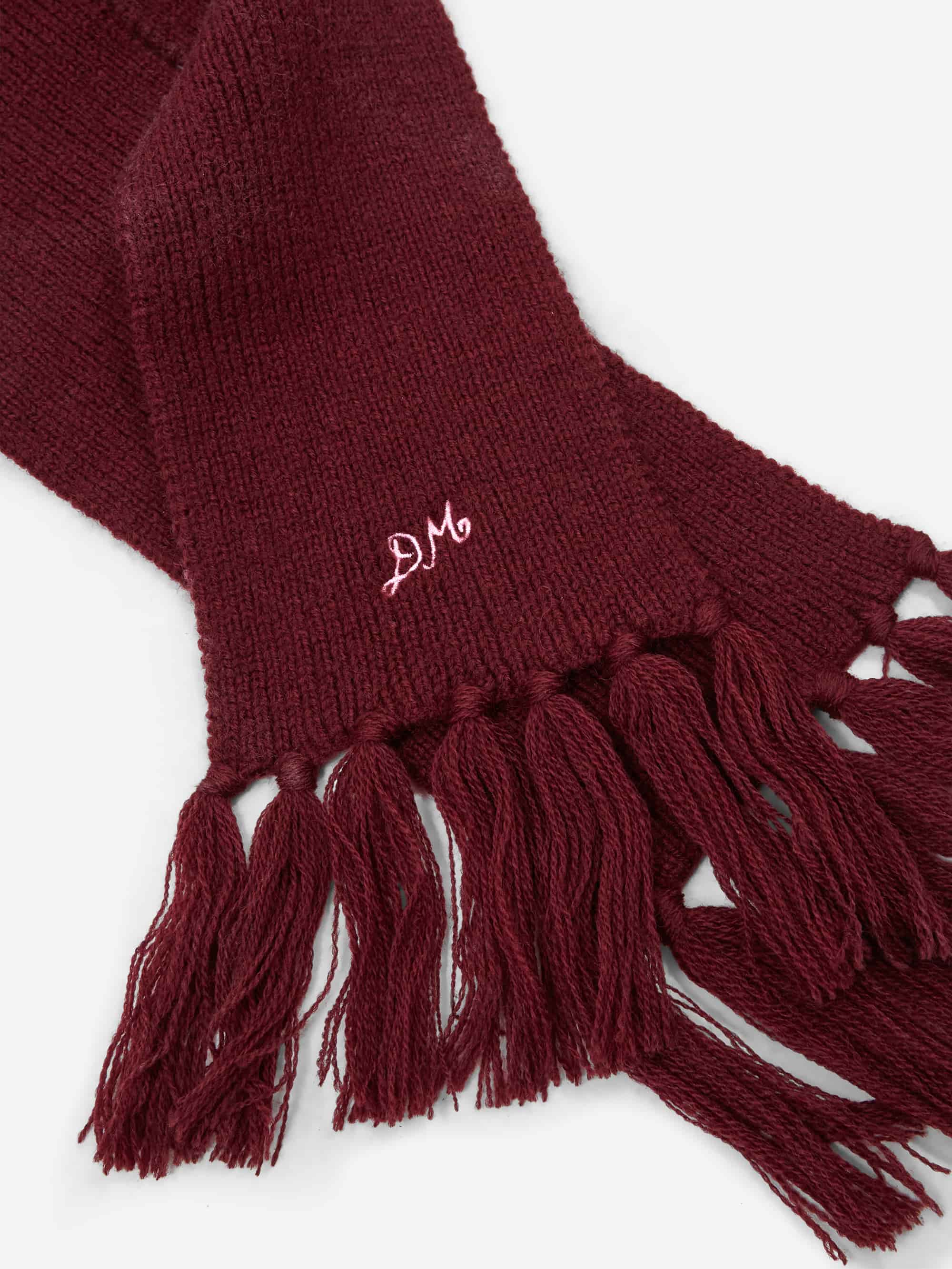 Damson Madder Tassel Hooded Scarf - Burgundy - Image 2