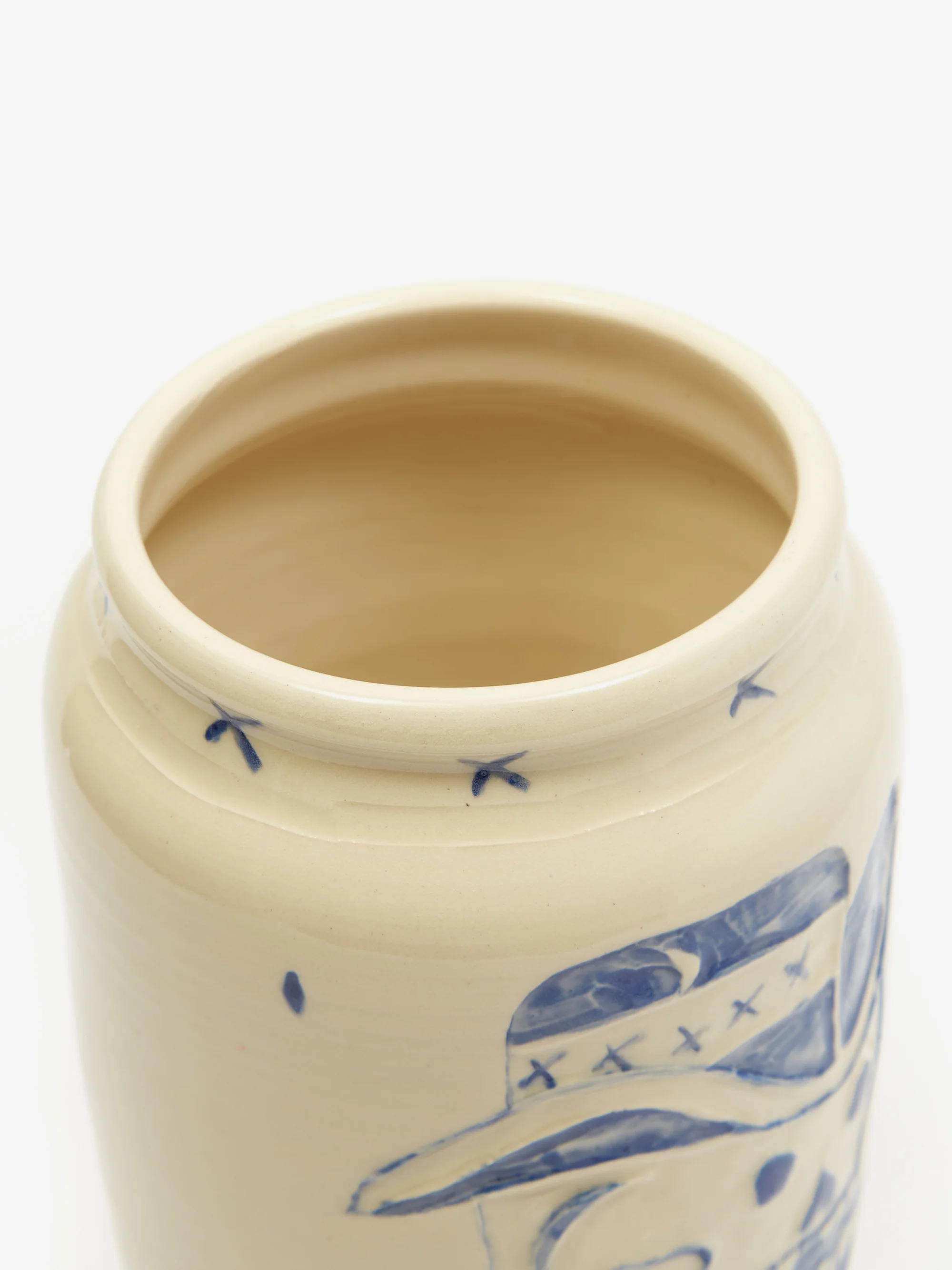 Danny D's Mud Shop Handmade Blue Cowboy Vase - Image 3