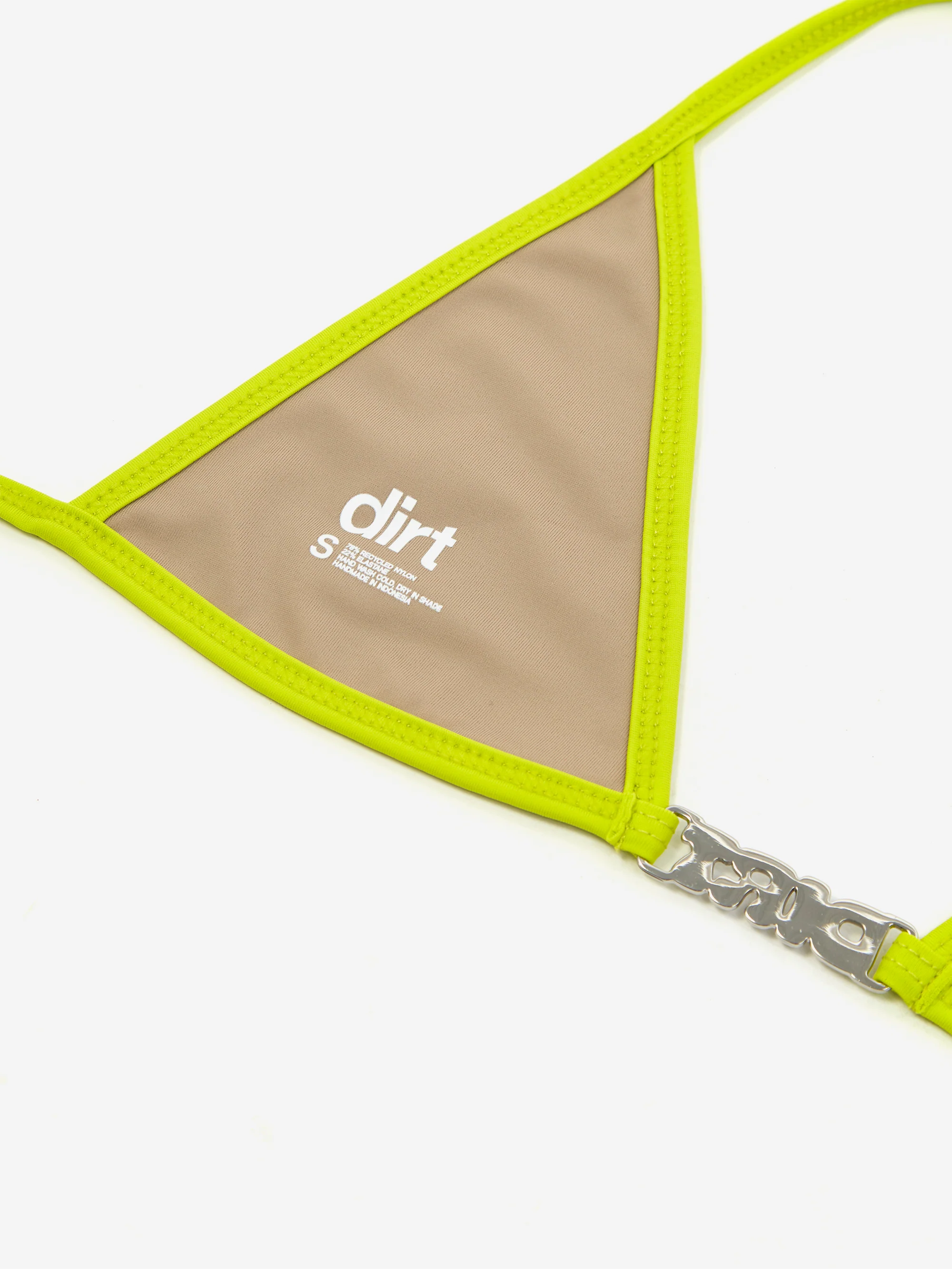 DIRT Bikini Top - Beige/Lime - Image 3