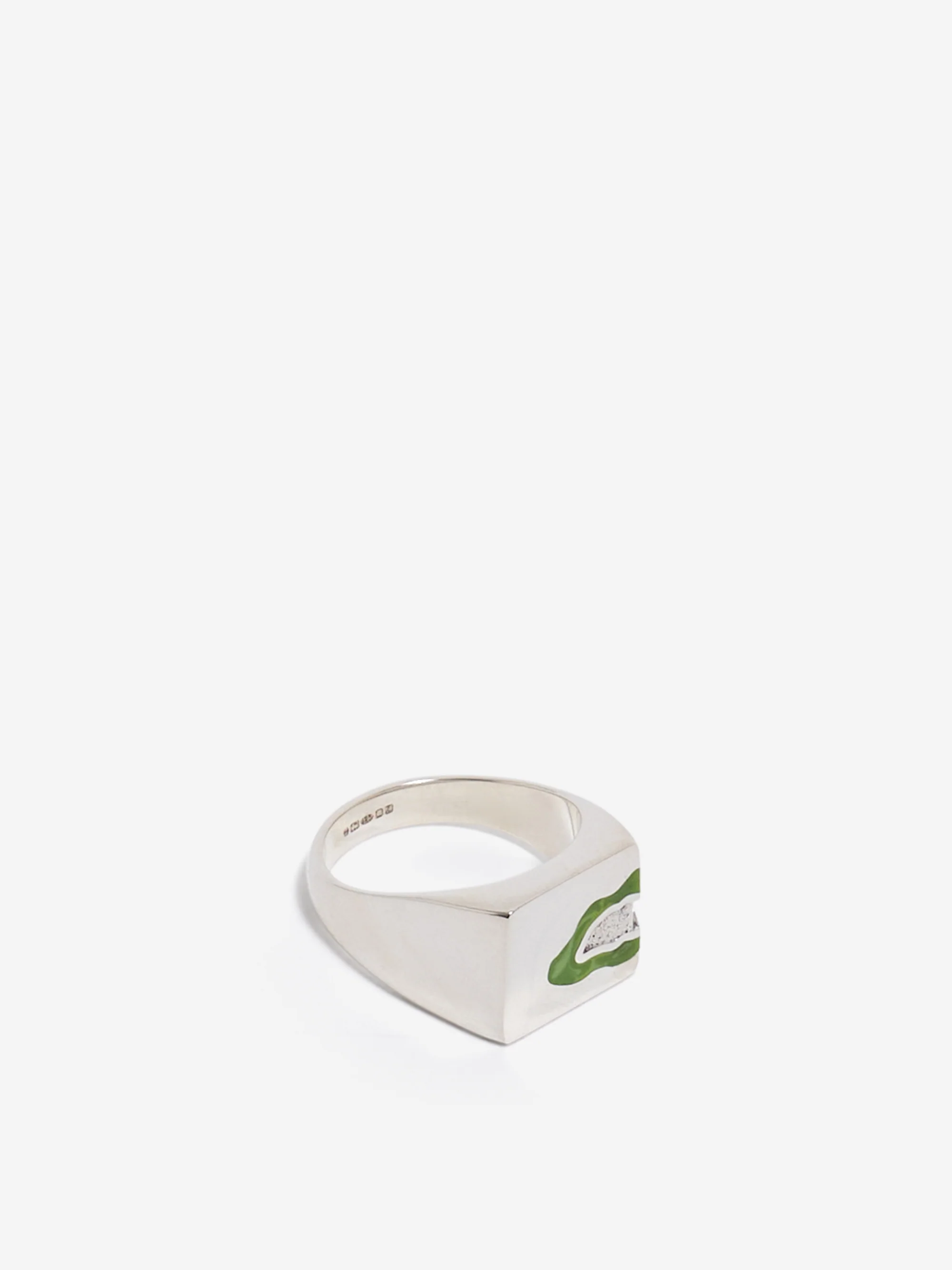 Ellie Mercer Island Texture Signet Ring - Silver/Green