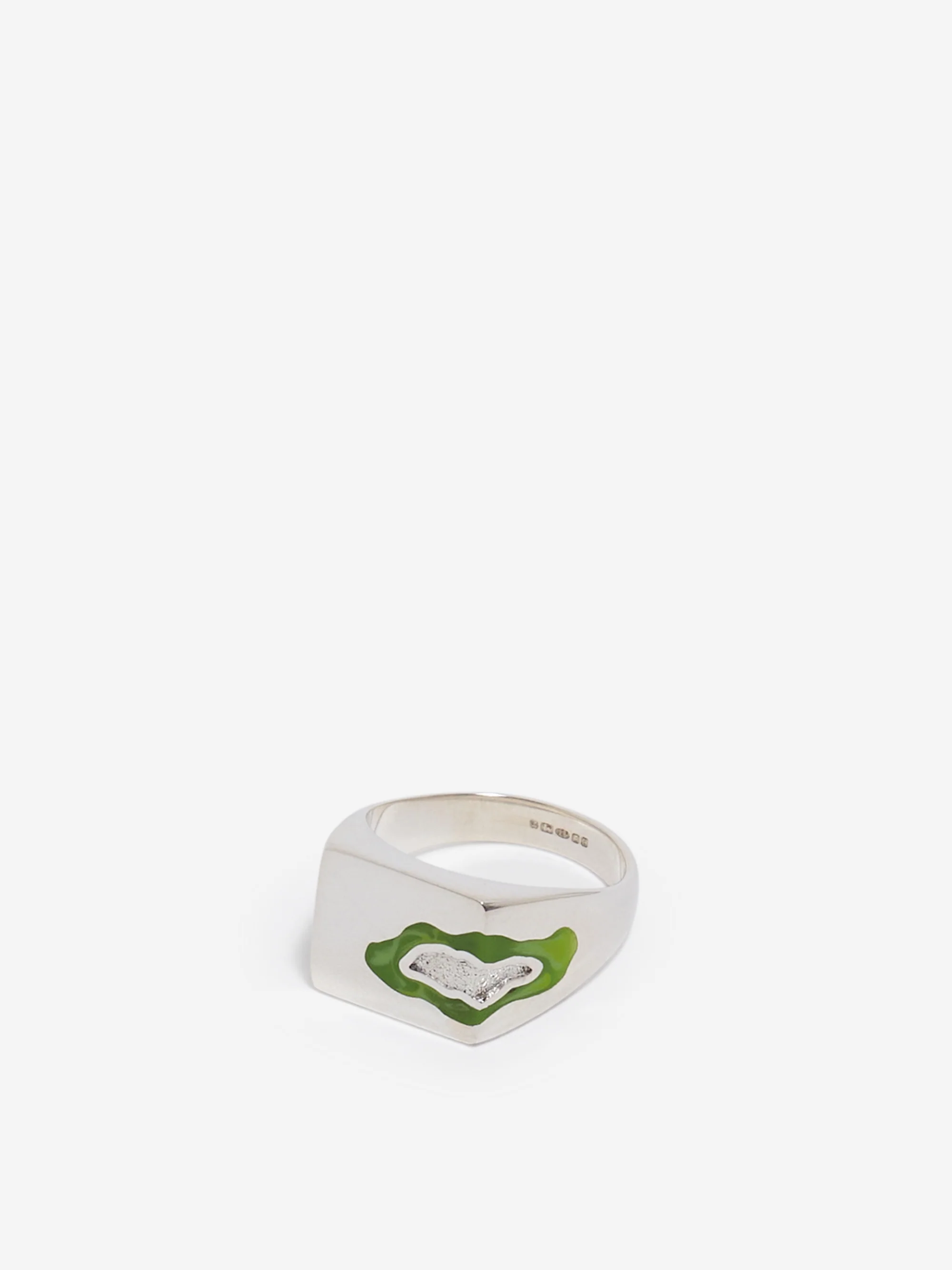 Ellie Mercer Island Texture Signet Ring - Silver/Green - Image 3