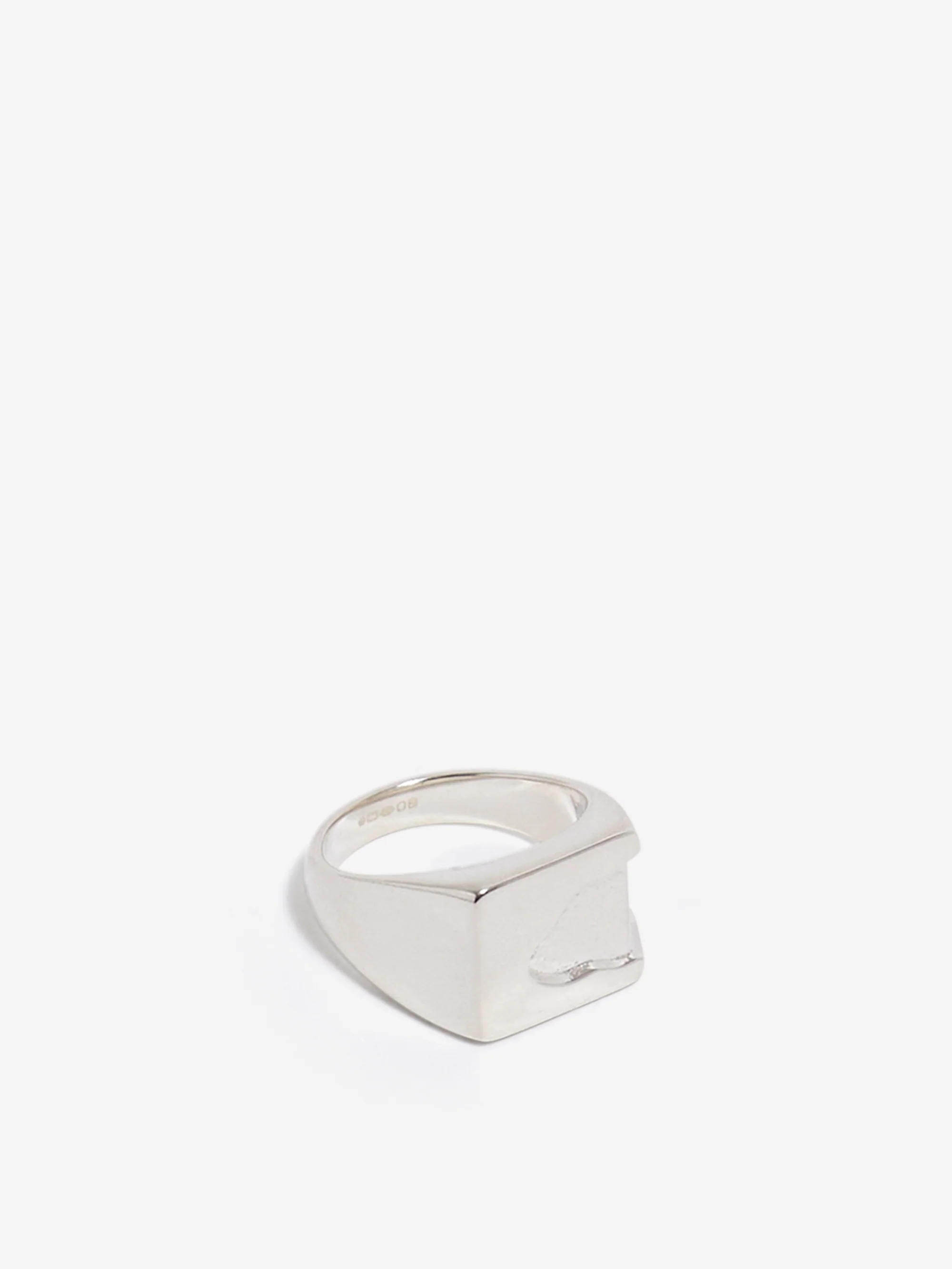 Ellie Mercer One Piece Texture Signet Ring - Silver