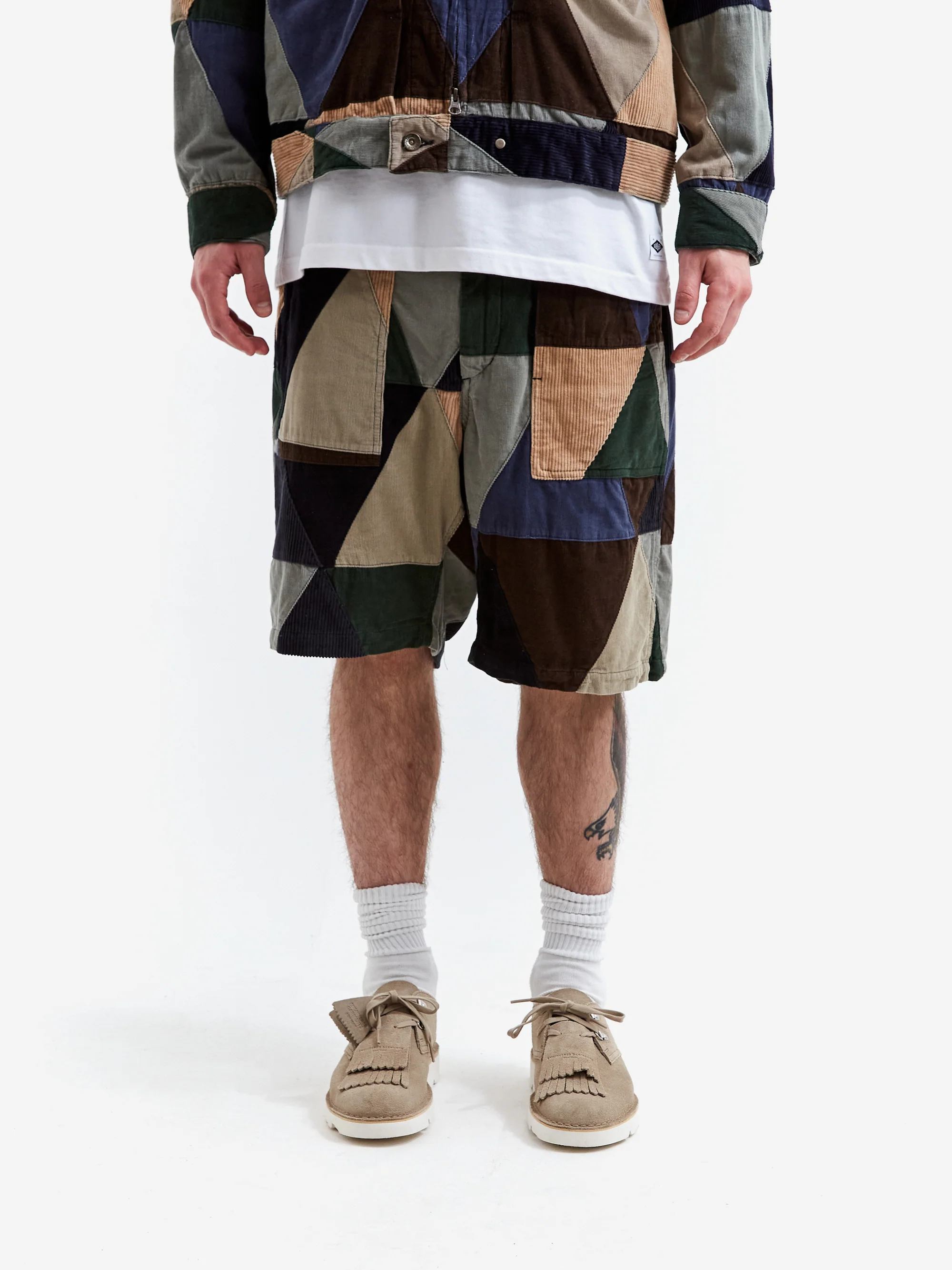 Engineered Garments Fatigue Short - Multi Colour Triangle Patchwork - Image 2