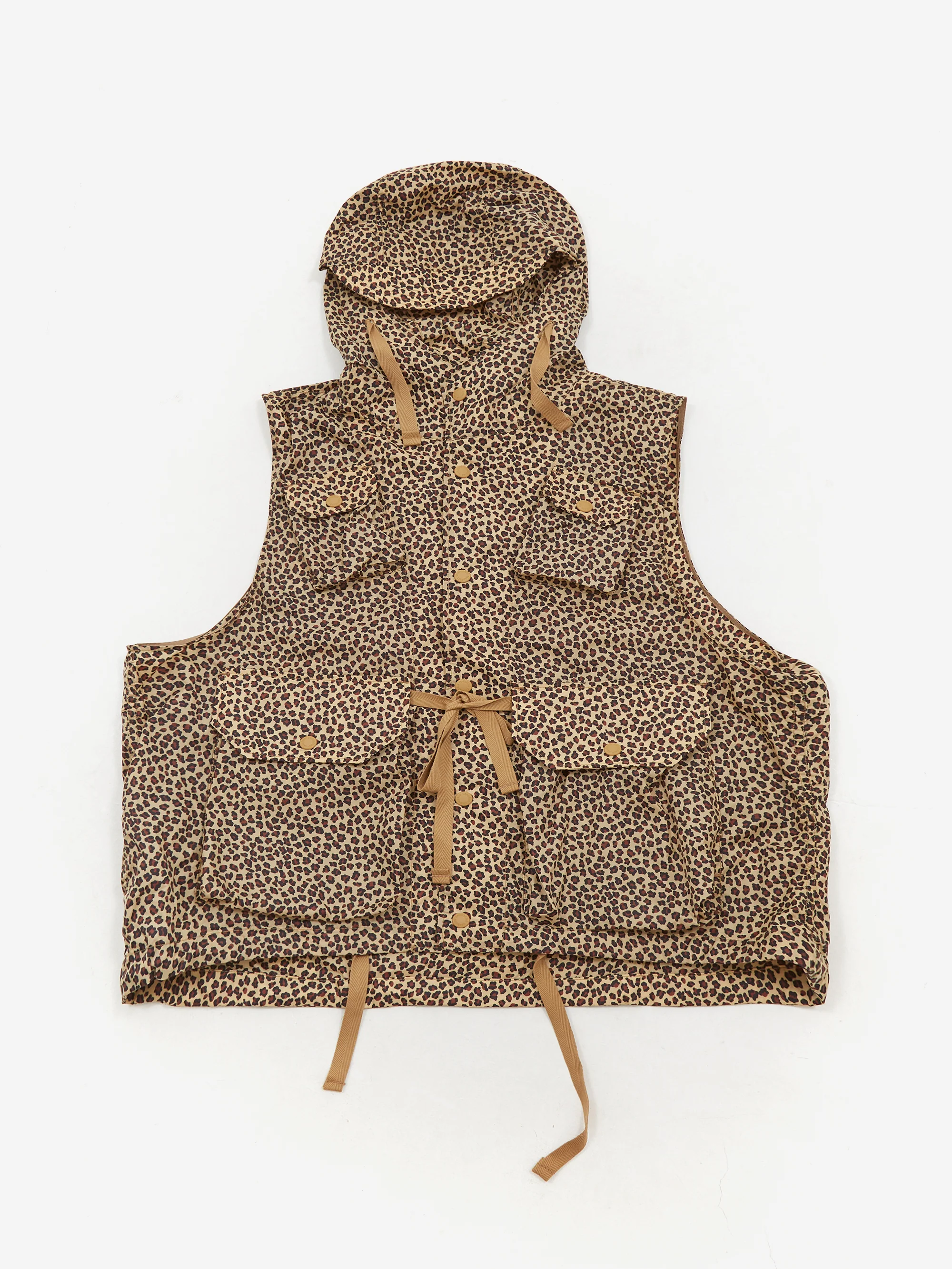 Engineered Garments Field Vest - Khaki Leopard Print