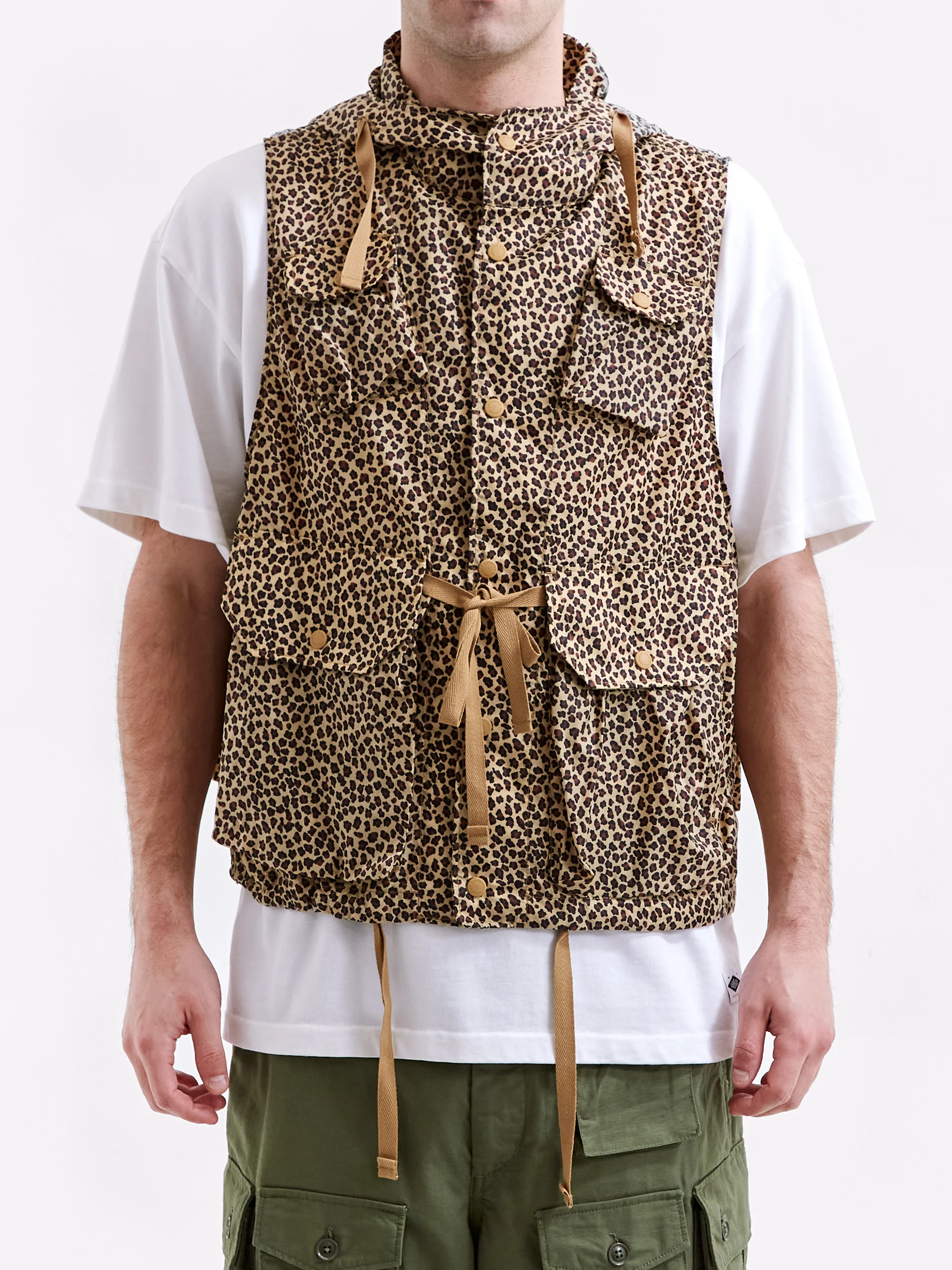 Engineered Garments Field Vest - Khaki Leopard Print - Image 5