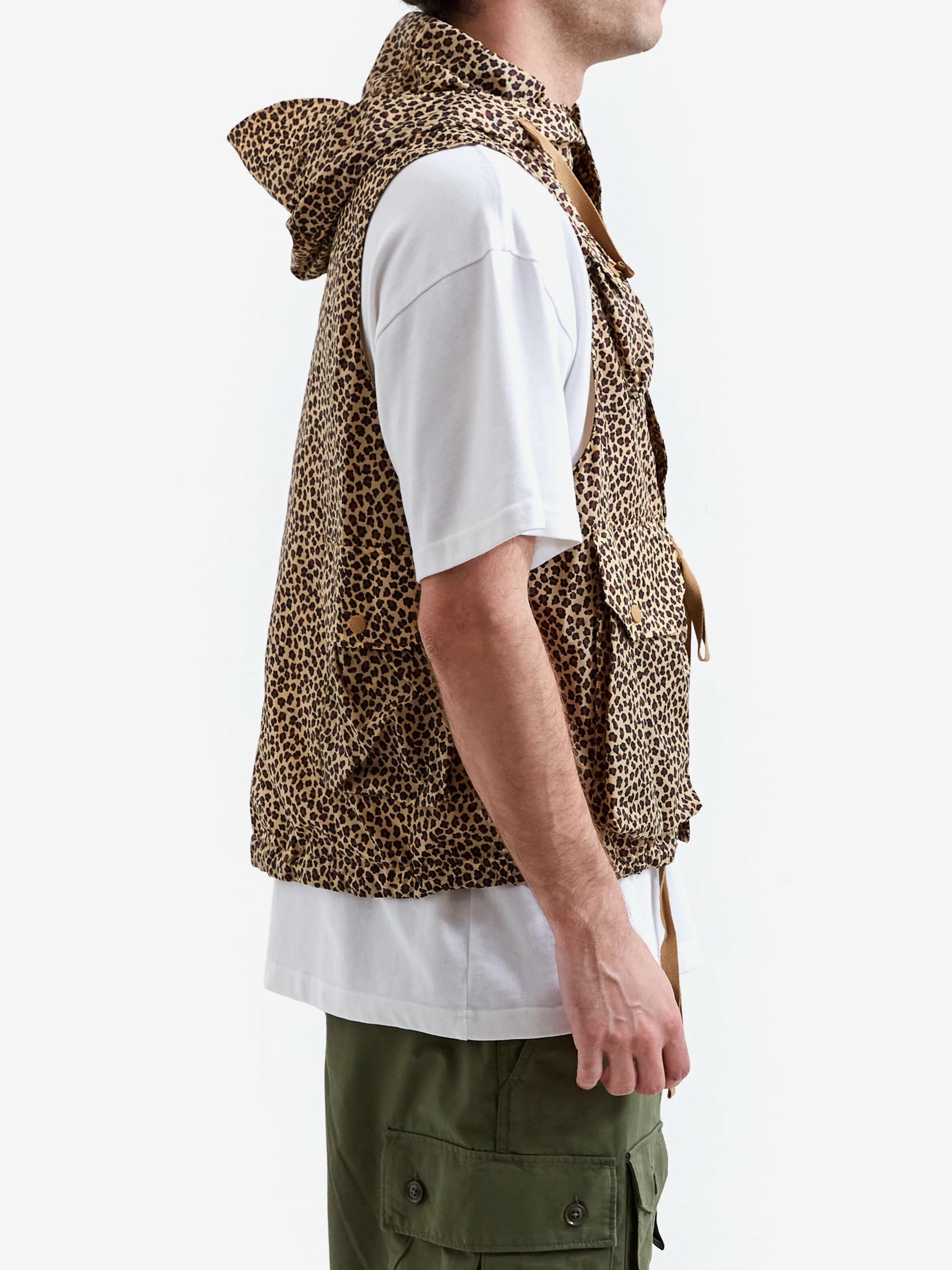 Engineered Garments Field Vest - Khaki Leopard Print - Image 6