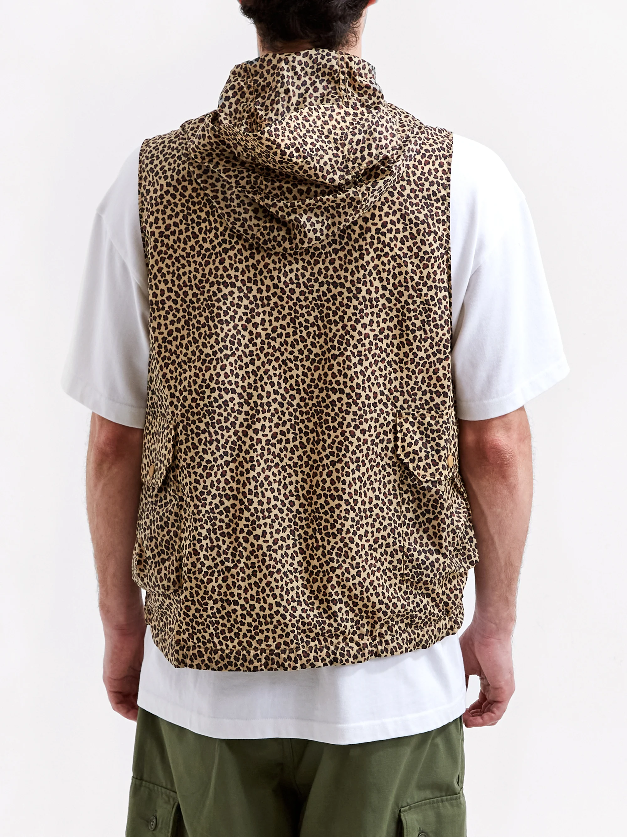 Engineered Garments Field Vest - Khaki Leopard Print - Image 7