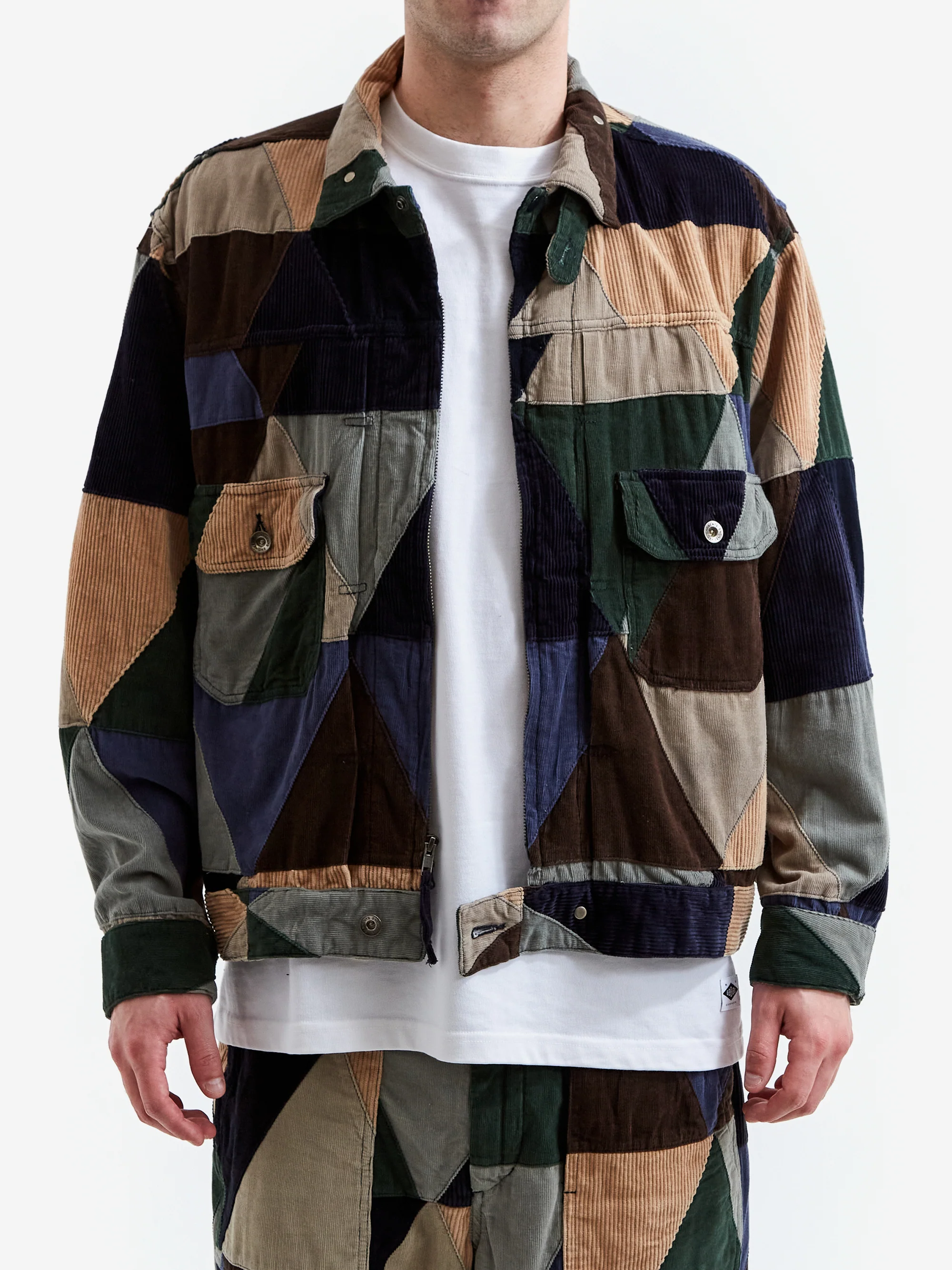Engineered Garments Trucker Jacket - Multi Colour Triangle Patchwork - Image 2