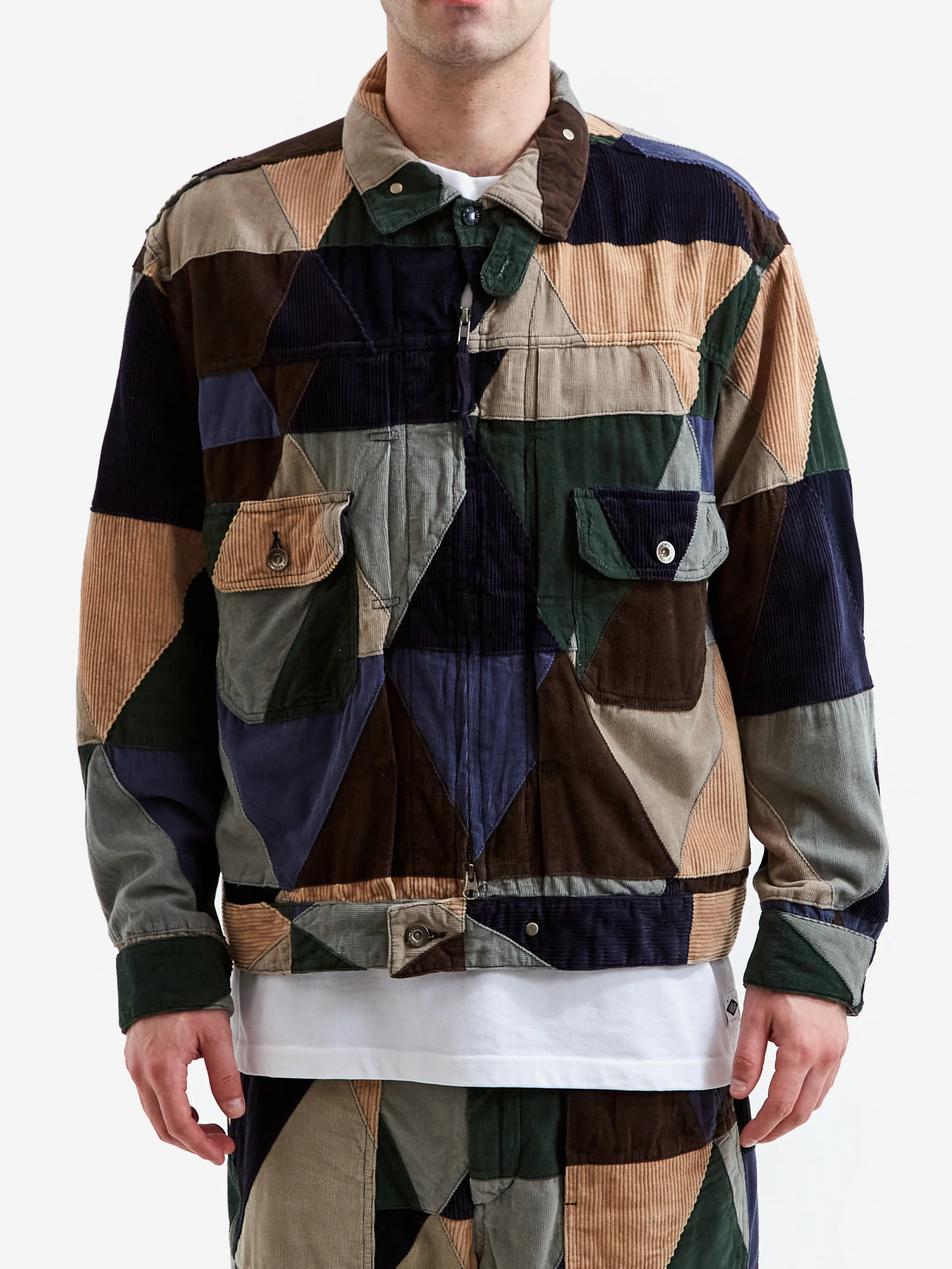 Engineered Garments Trucker Jacket - Multi Colour Triangle Patchwork - Image 5