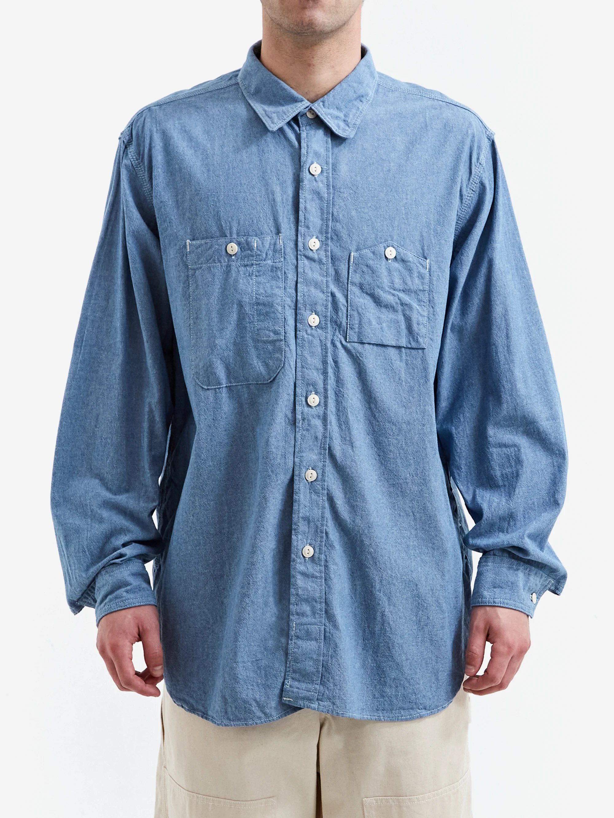 Engineered Garments Work Shirt - Light Blue Cotton Chambray - Image 2