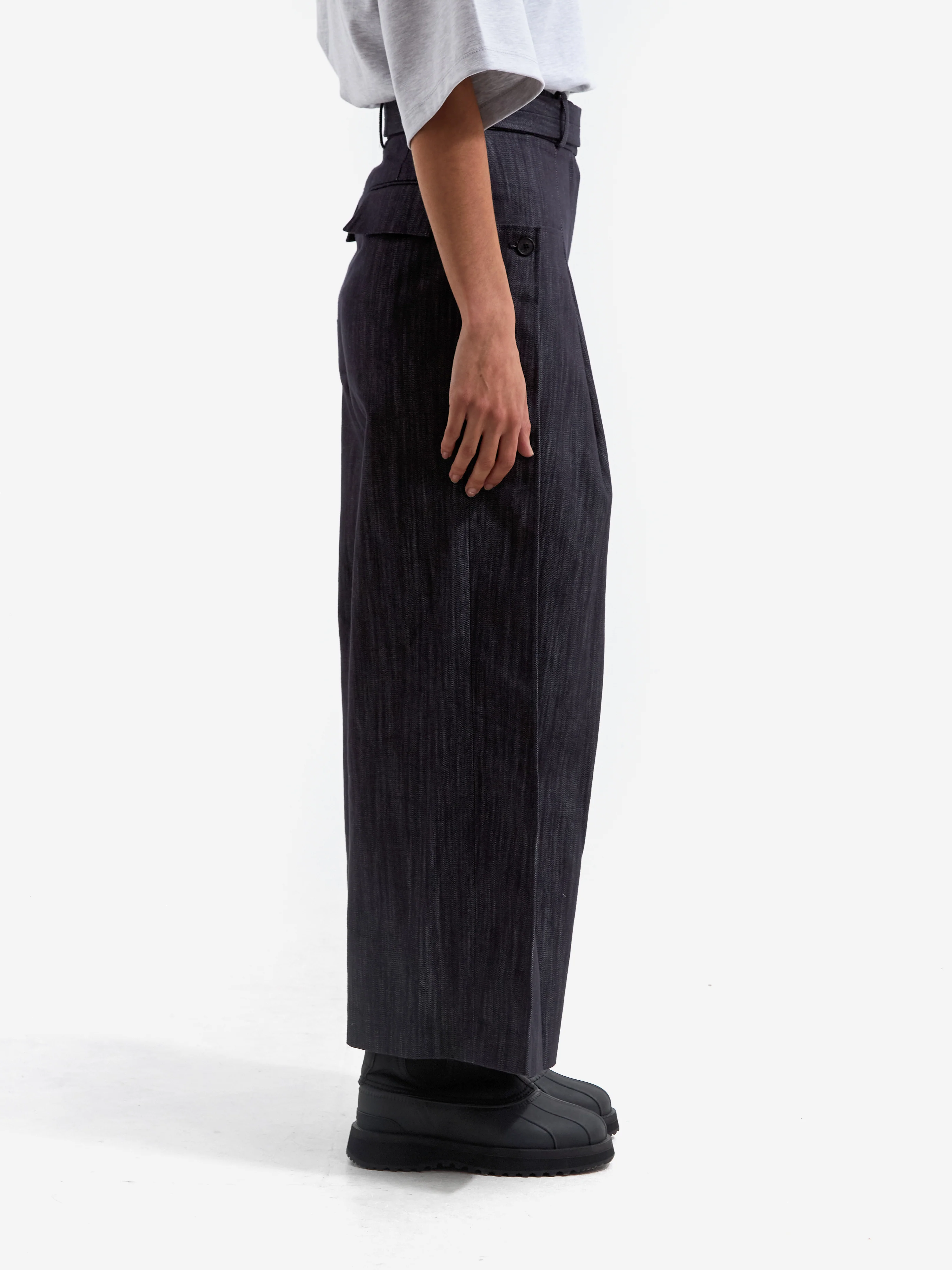 epingler Straight Denim Slacks - Navy - Image 2