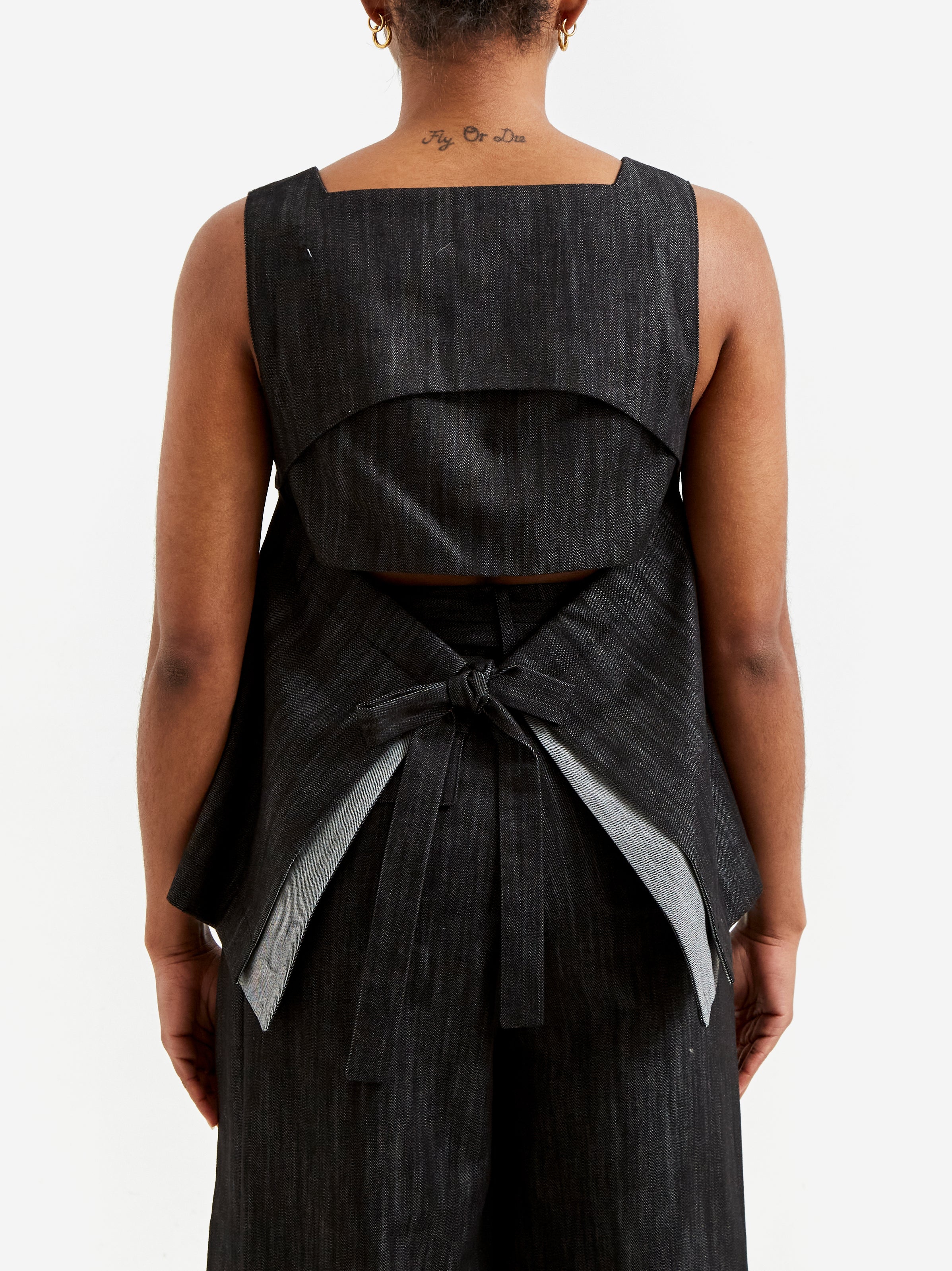 Epingler Tie Vest Blouse - Black - Image 3