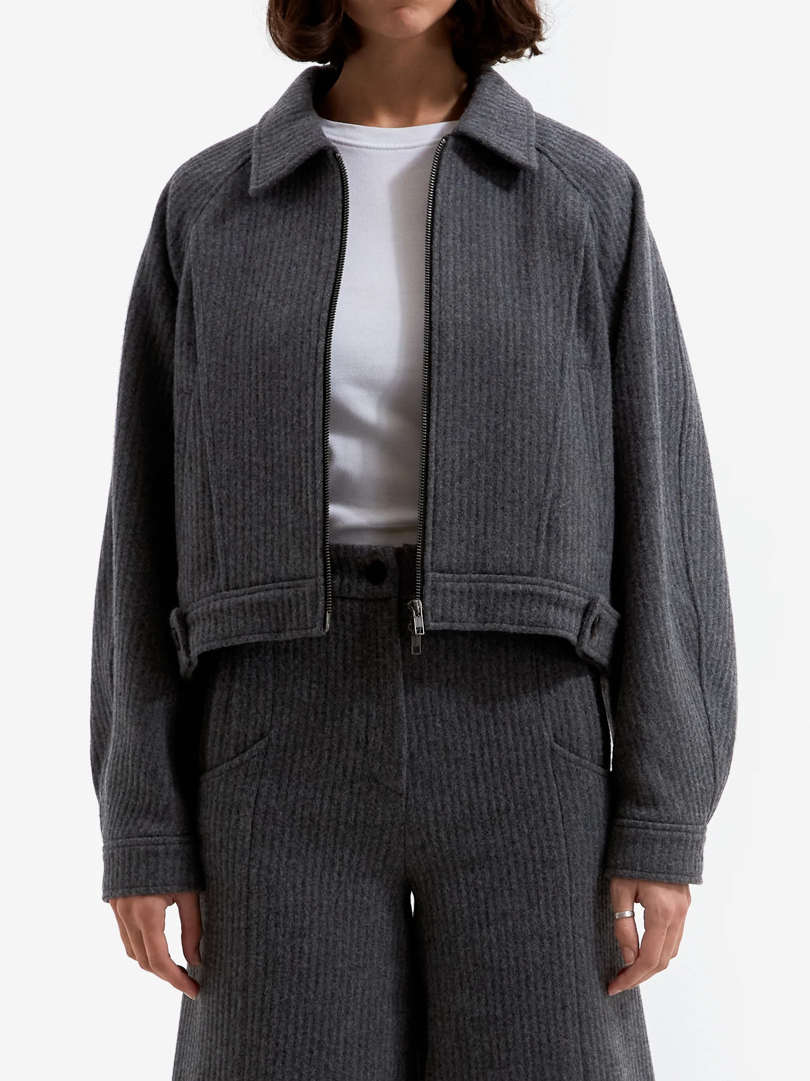 epingler Wool Bomber Jacket - Grey - Image 4