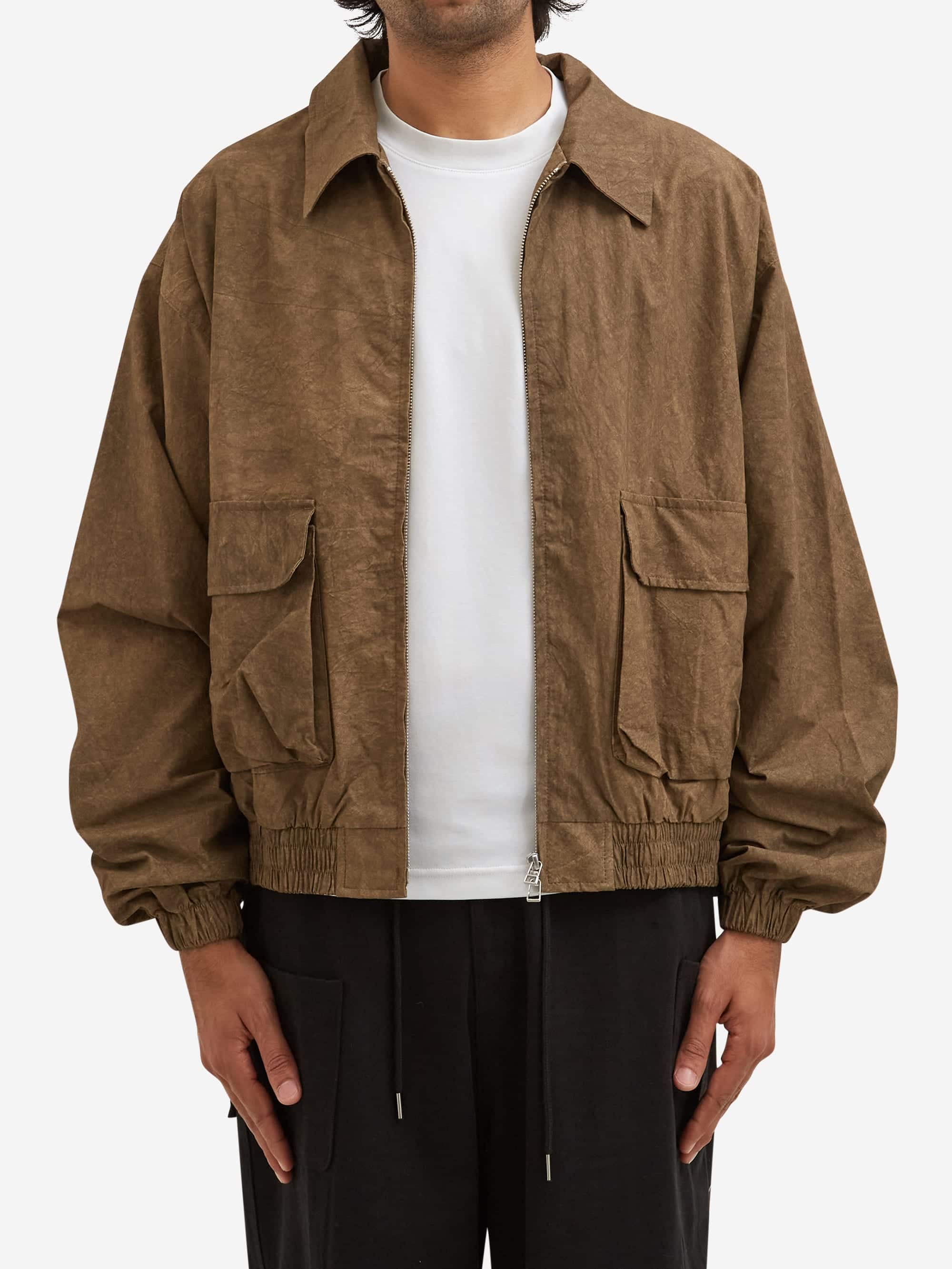 Estudio Niksen Acid Wash Bomber Jacket - Brown - Image 2
