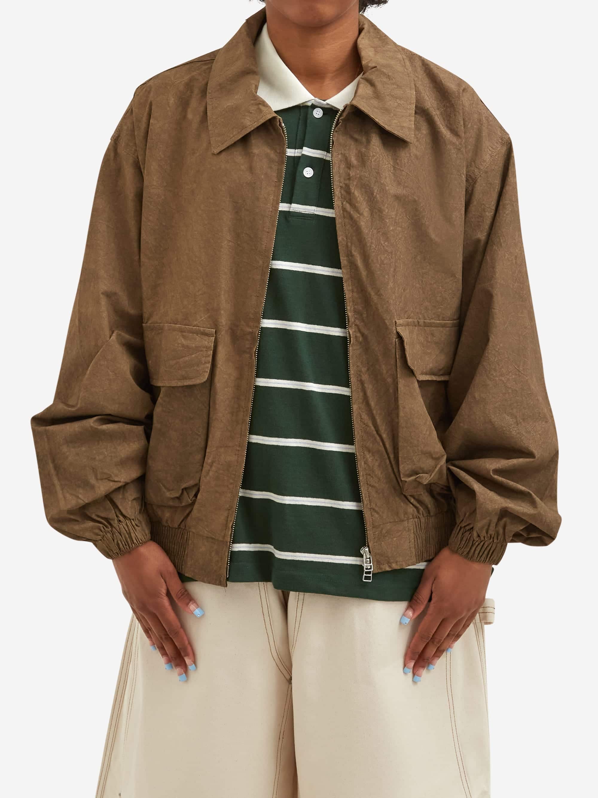 Estudio Niksen Acid Wash Bomber Jacket - Brown - Image 3