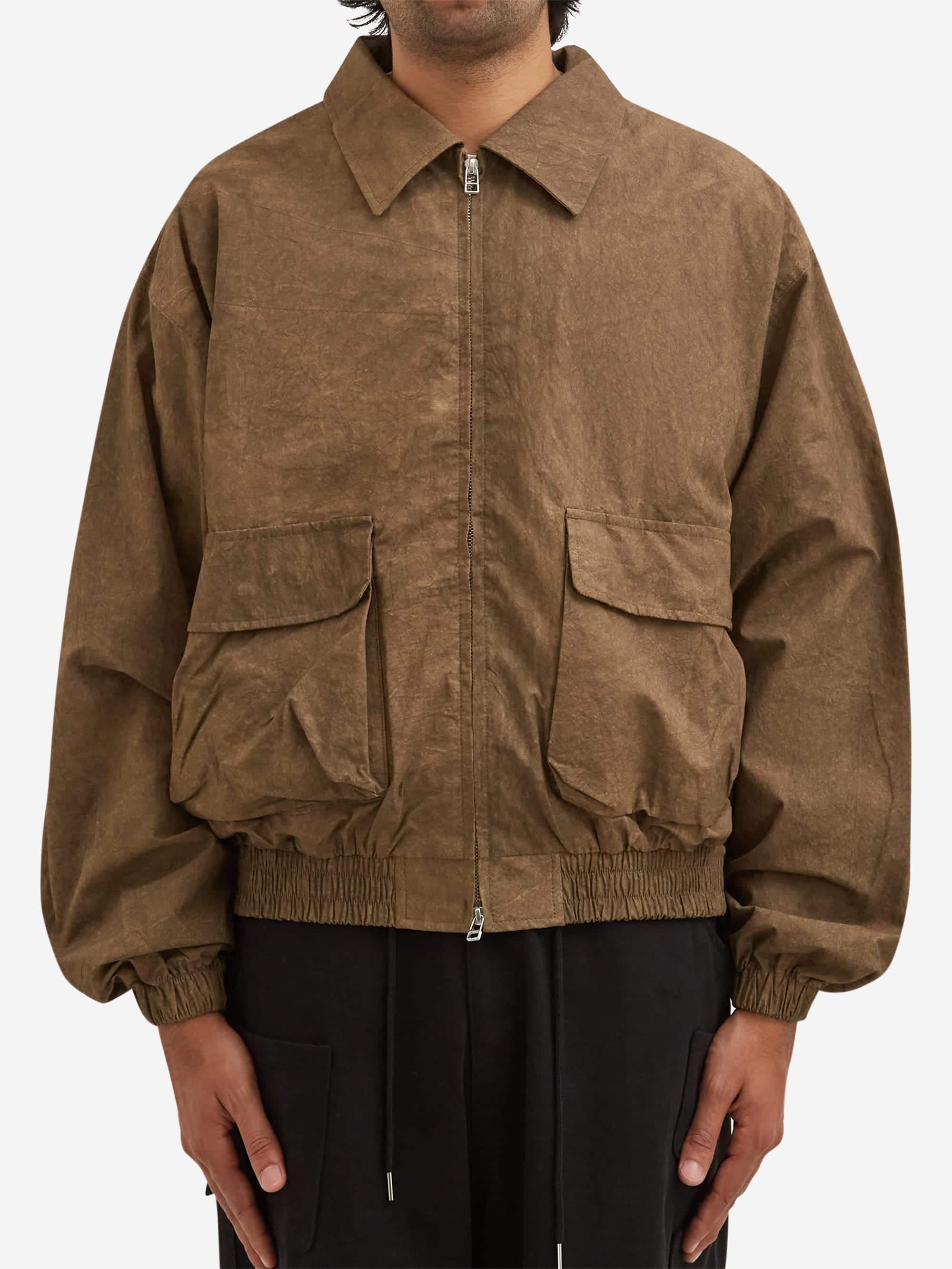 Estudio Niksen Acid Wash Bomber Jacket - Brown - Image 4